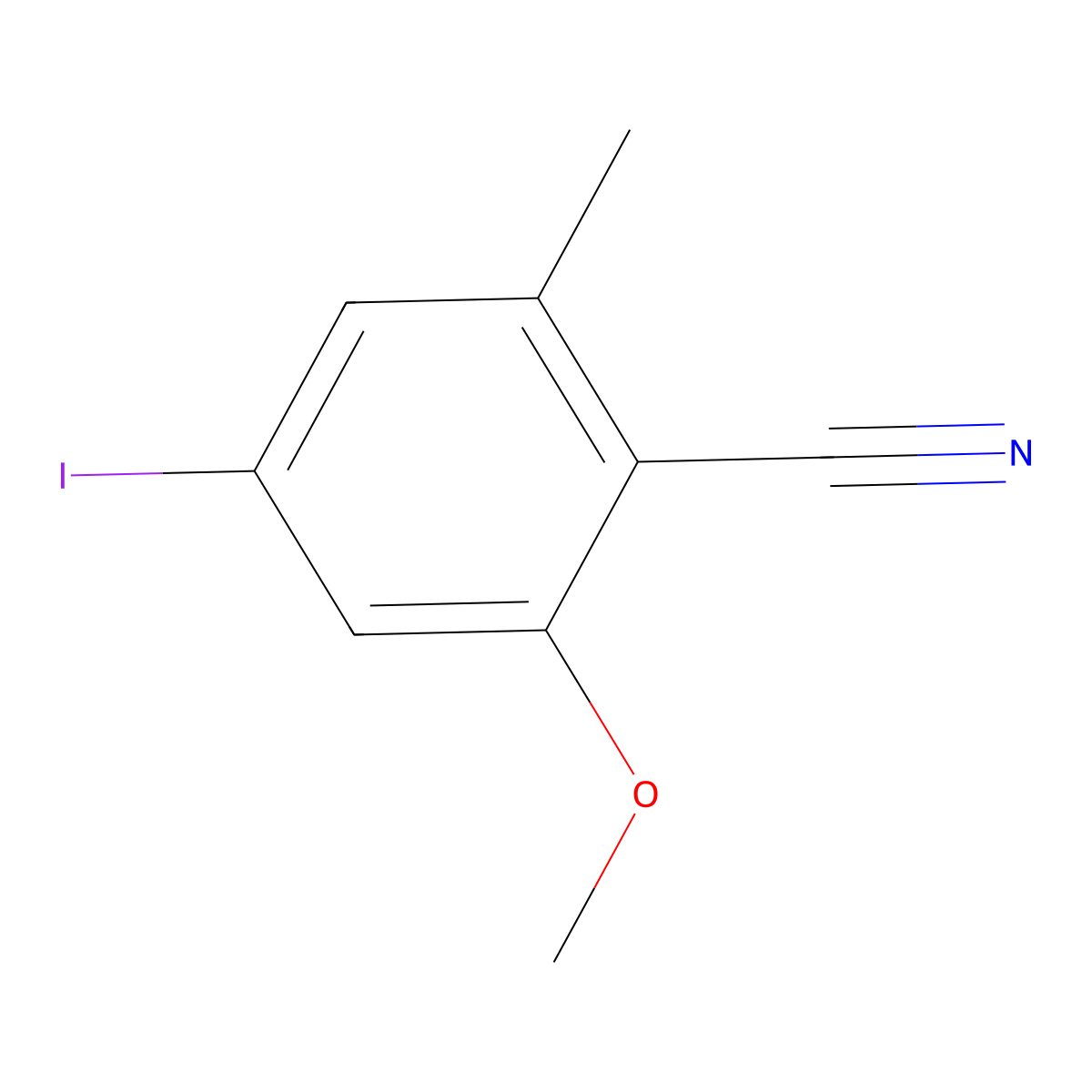 4-Iodo-2-methoxy-6-methylbenzonitrile molecular structure, CAS 2387354-32-5