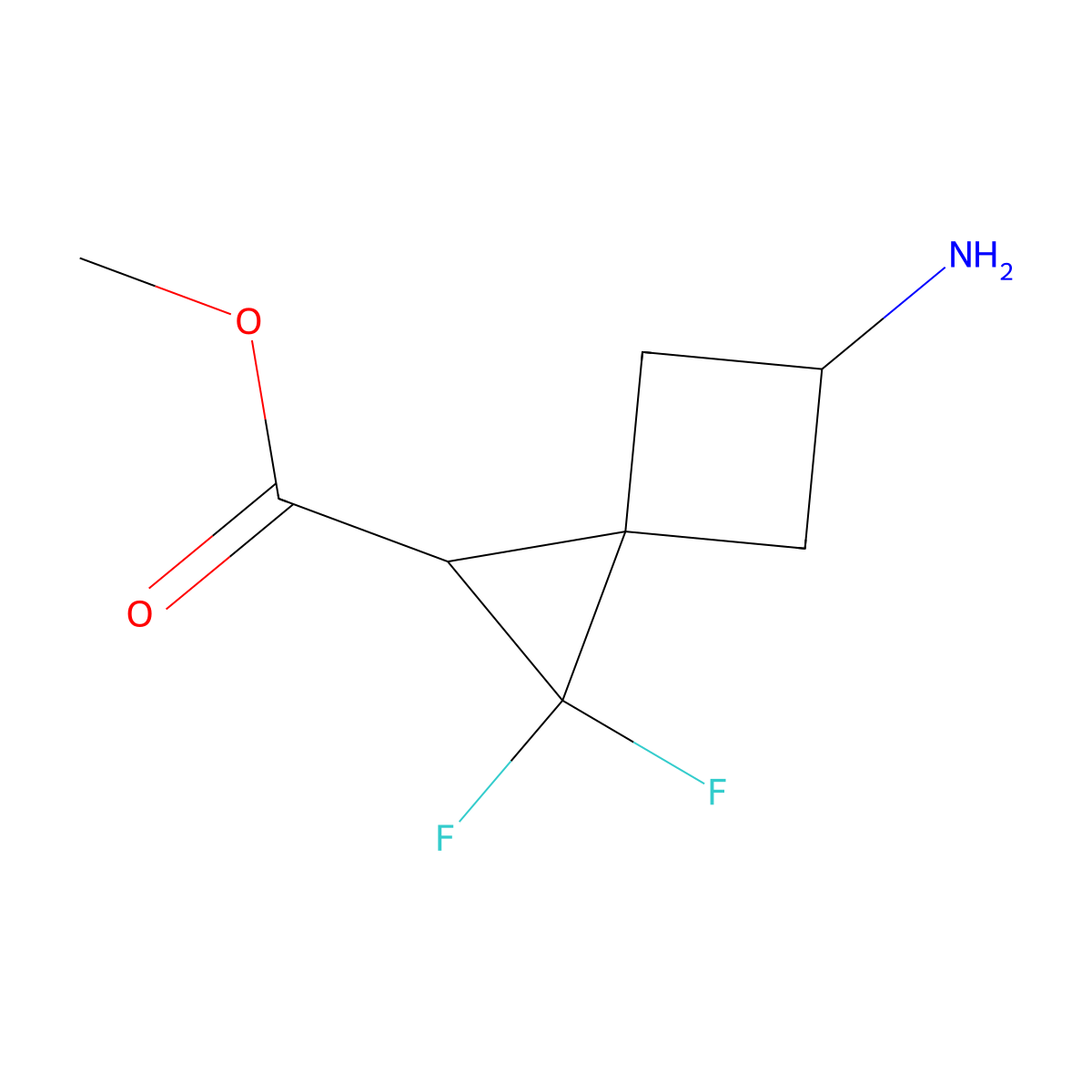 Methyl 5-amino-2,2-difluorospiro[2.3]hexane-1-carboxylate molecular structure, CAS 2387354-66-5
