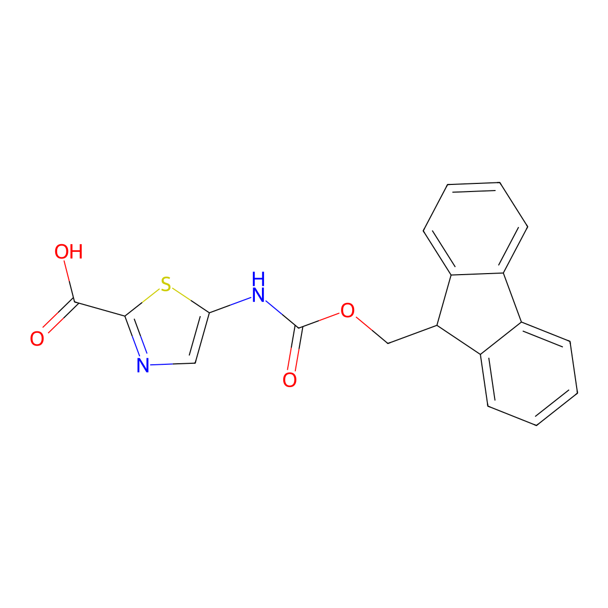 5-({[(9H-fluoren-9-yl)methoxy]carbonyl}amino)-1,3-thiazole-2-carboxylic acid molecular structure, CAS 2387364-63-6