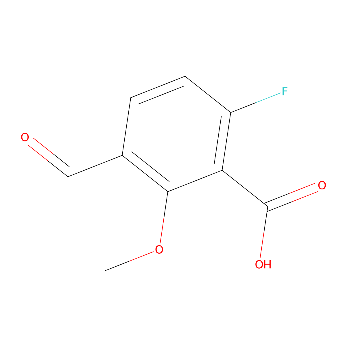 6-Fluoro-3-formyl-2-methoxybenzoic acid molecular structure, CAS 2387367-62-4