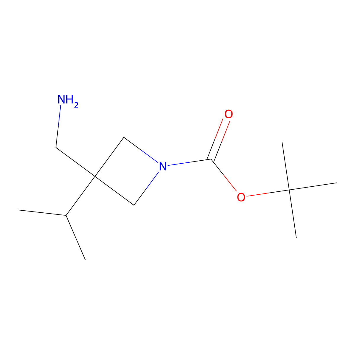Tert-butyl 3-(aminomethyl)-3-propan-2-ylazetidine-1-carboxylate molecular structure, CAS 2387378-16-5