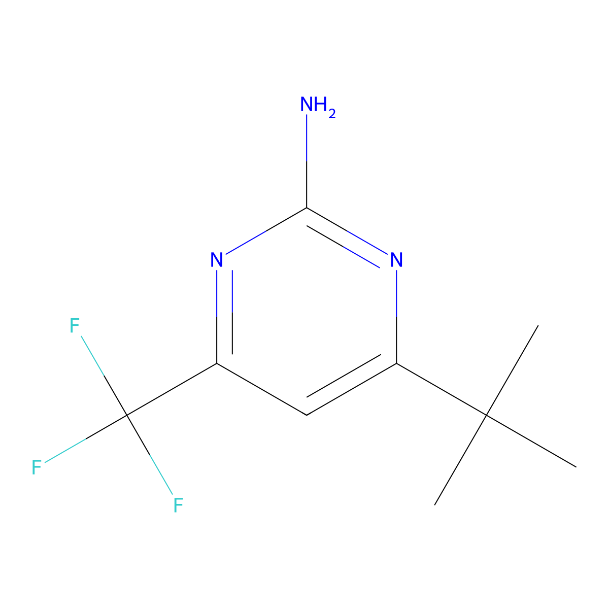 4-(1,1-Dimethylethyl)-6-(trifluoromethyl)-2-pyrimidinamine molecular structure, CAS 238742-83-1
