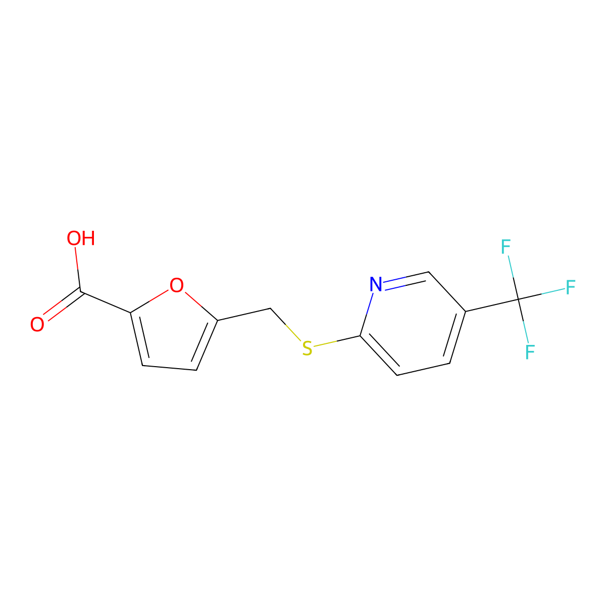 2-(5-Carboxyfurfurylthio)-5-(trifluoromethyl)pyridine molecular structure, CAS 238742-86-4