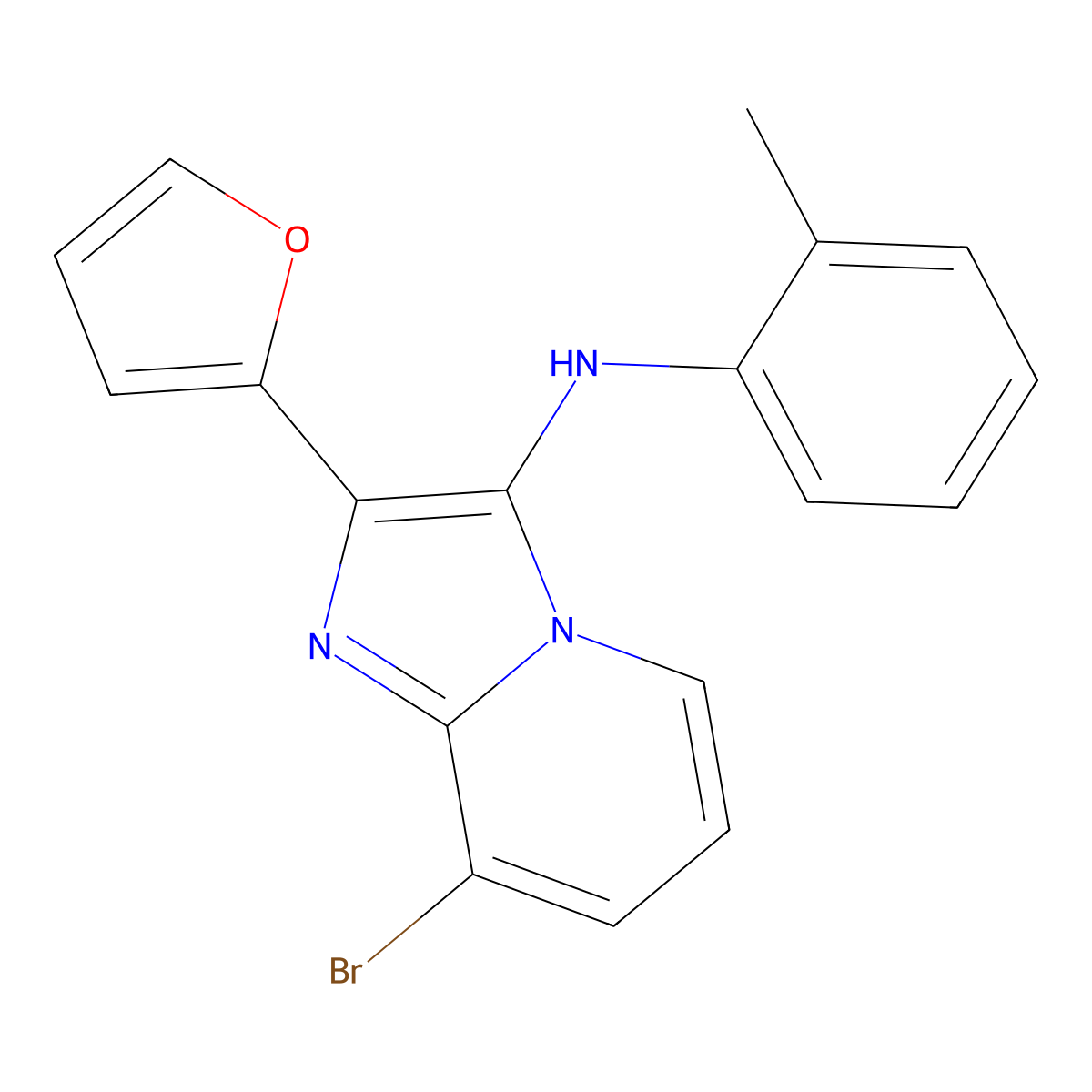 8-bromo-2-(furan-2-yl)-N-(2-methylphenyl)imidazo[1,2-a]pyridin-3-amine molecular structure, CAS 2387446-20-8