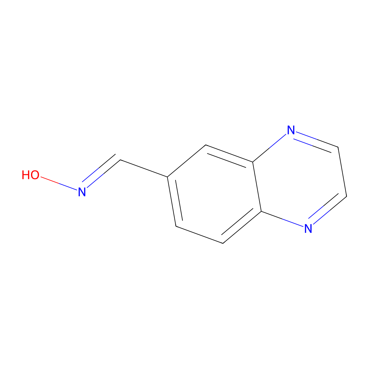 (E)-N-(quinoxalin-6-ylmethylidene)hydroxylamine molecular structure, CAS 2387451-99-0