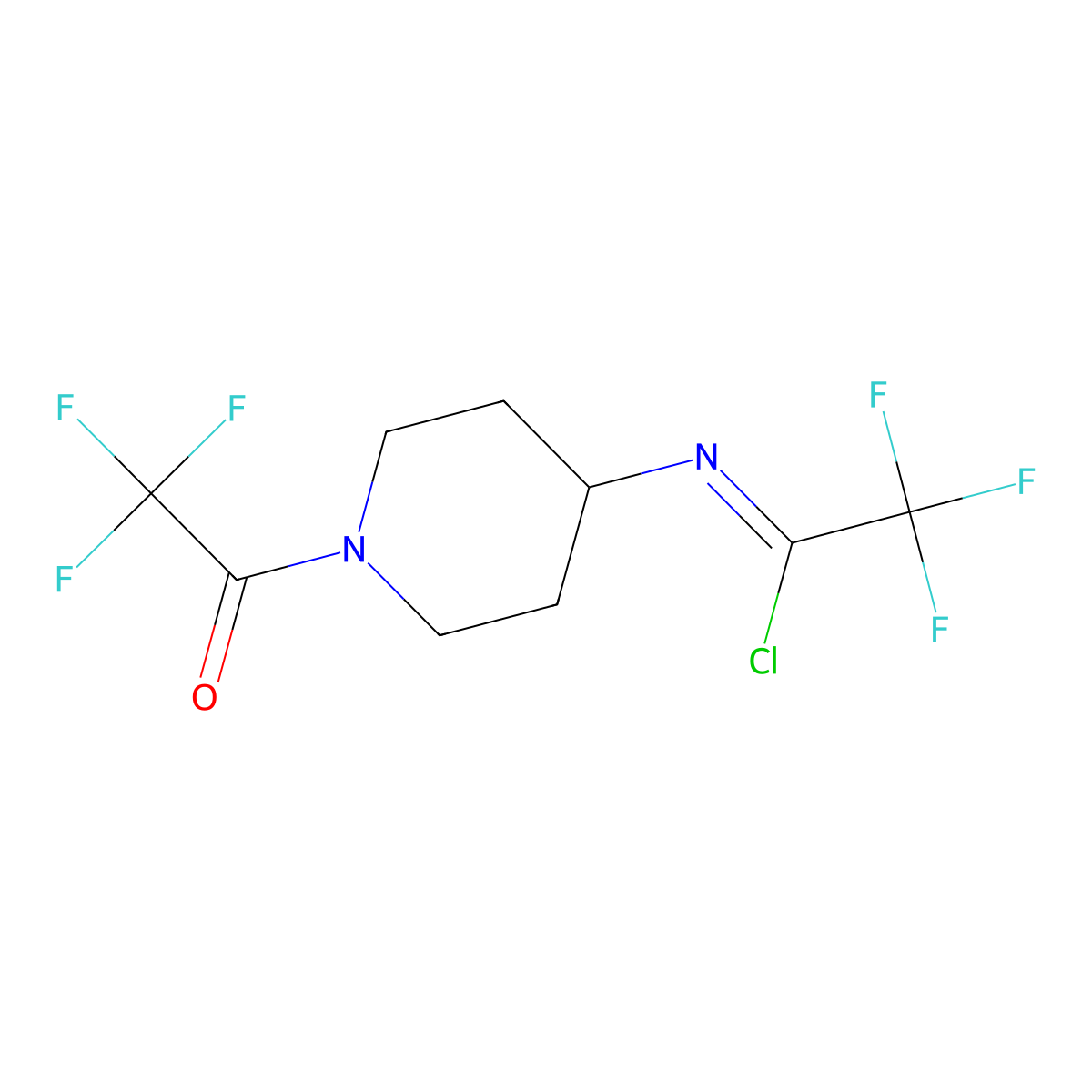(E)-2,2,2-trifluoro-N-(1-(trifluoroacetyl)piperidin-4-yl)ethanecarbonimidoyl chloride molecular structure, CAS 2387458-19-5