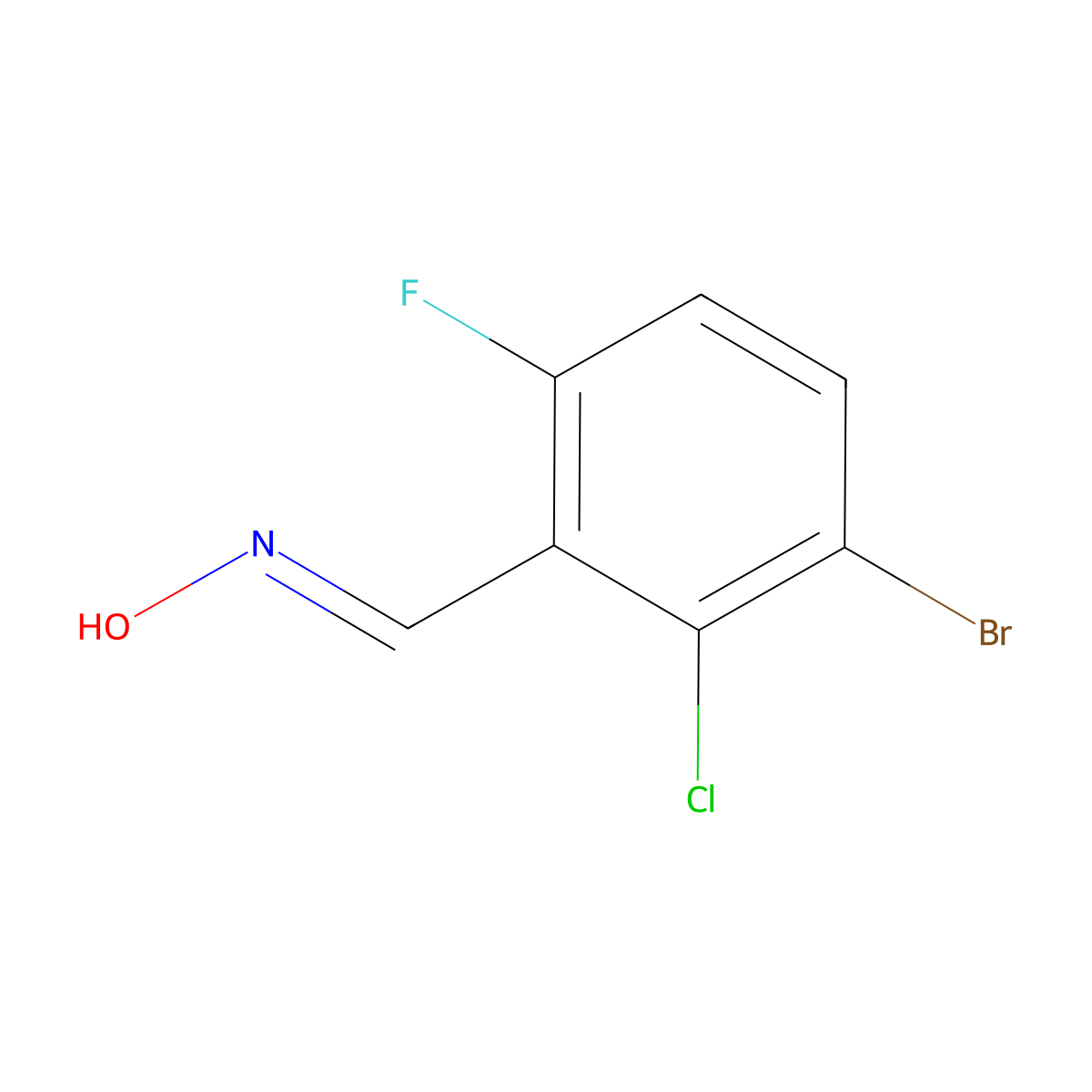 (E)-3-Bromo-2-chloro-6-fluorobenZaldehyde oxime molecular structure, CAS 2387488-66-4