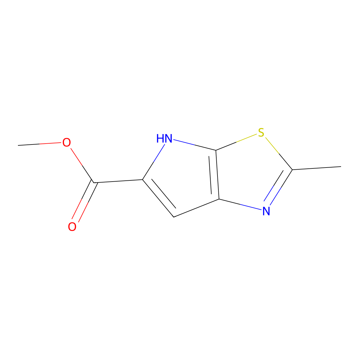 methyl 2-methyl-4H-pyrrolo[3,2-d][1,3]thiazole-5-carboxylate molecular structure, CAS 238749-56-9