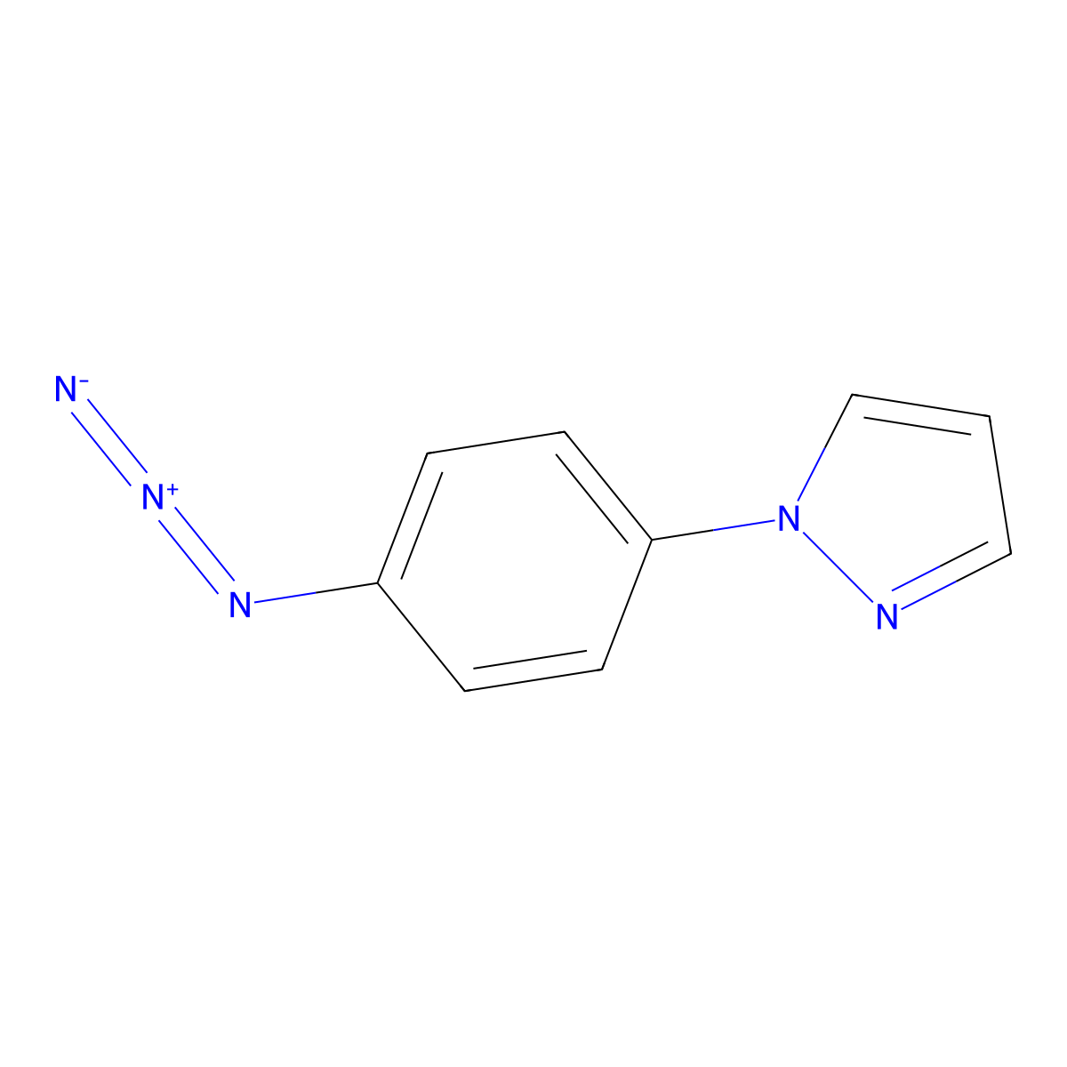 1-(4-azidophenyl)-1H-pyrazole molecular structure, CAS 2387499-13-8