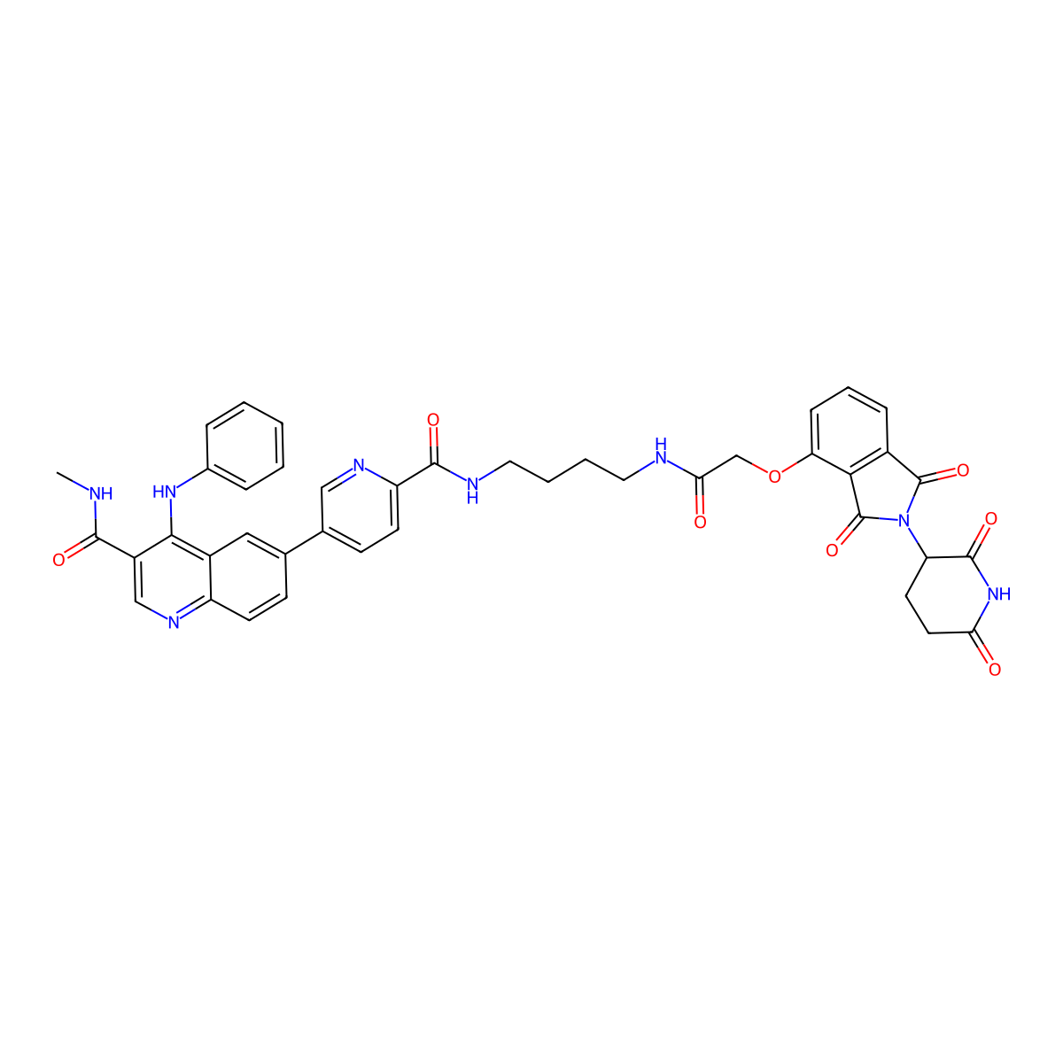 4-anilino-6-[6-[4-[[2-[2-(2,6-dioxopiperidin-3-yl)-1,3-dioxoisoindol-4-yl]oxyacetyl]amino]butylcarbamoyl]pyridin-3-yl]-N-methylquinoline-3-carboxamide molecular structure, CAS 2387510-81-6