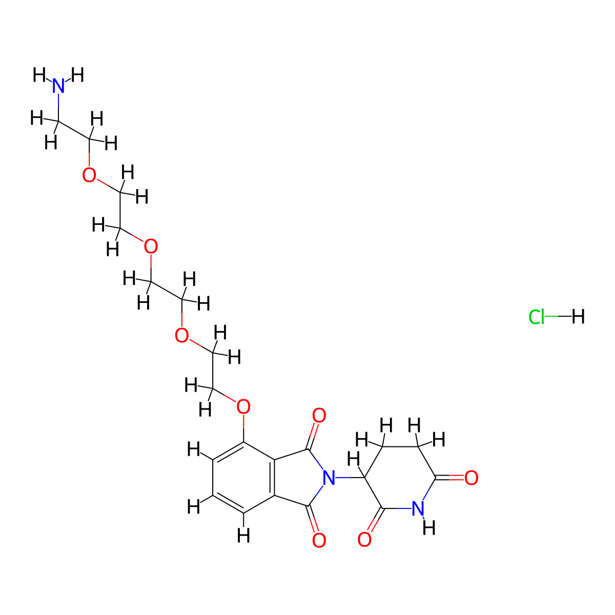 Thalidomide-PEG4-NH2 hydrochloride molecular structure, CAS 2387510-82-7