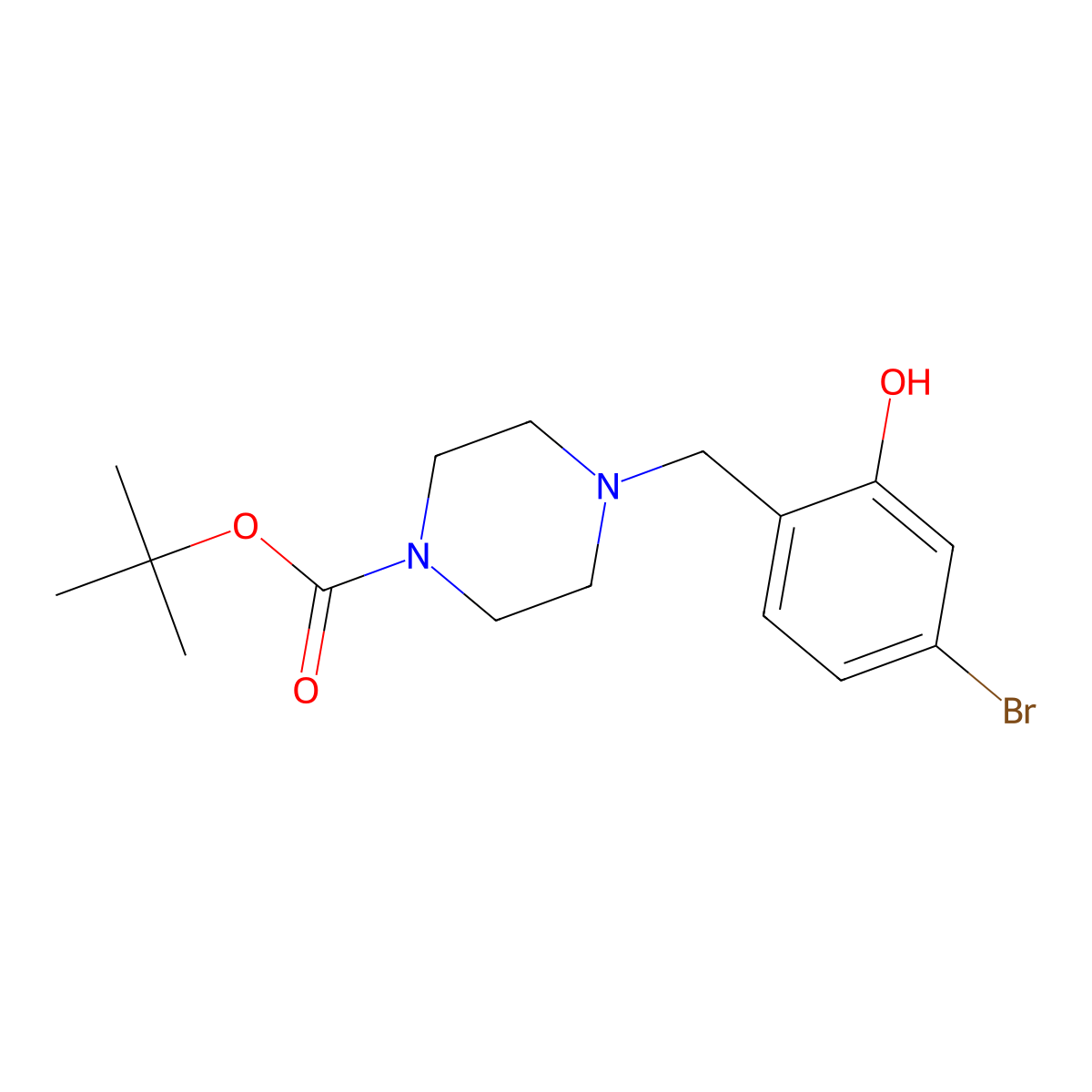 Tert-butyl 4-[(4-bromo-2-hydroxyphenyl)methyl]piperazine-1-carboxylate molecular structure, CAS 2387517-12-4
