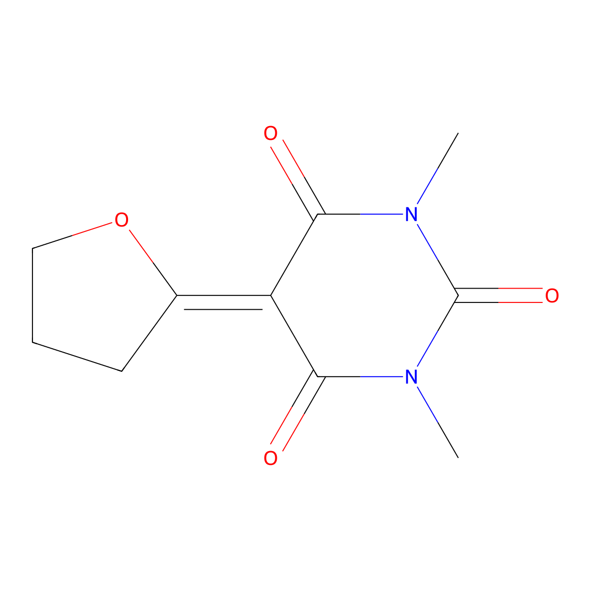 1,3-Dimethyl-5-(oxolan-2-ylidene)-1,3-diazinane-2,4,6-trione molecular structure, CAS 238753-35-0
