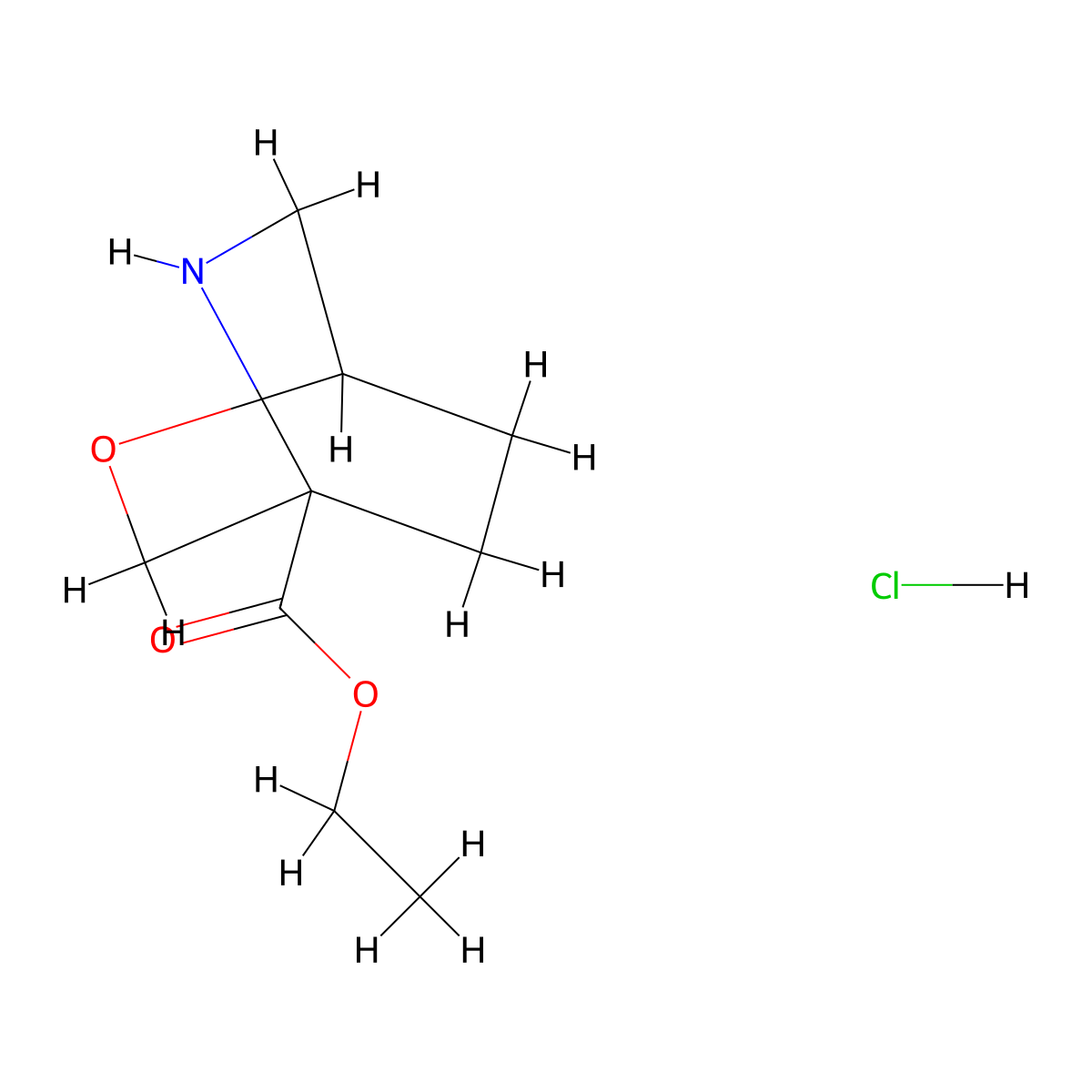 2-Oxa-5-aza-bicyclo[2.2.2]octane-4-carboxylic acid ethyl ester hydrochloride molecular structure, CAS 2387534-75-8