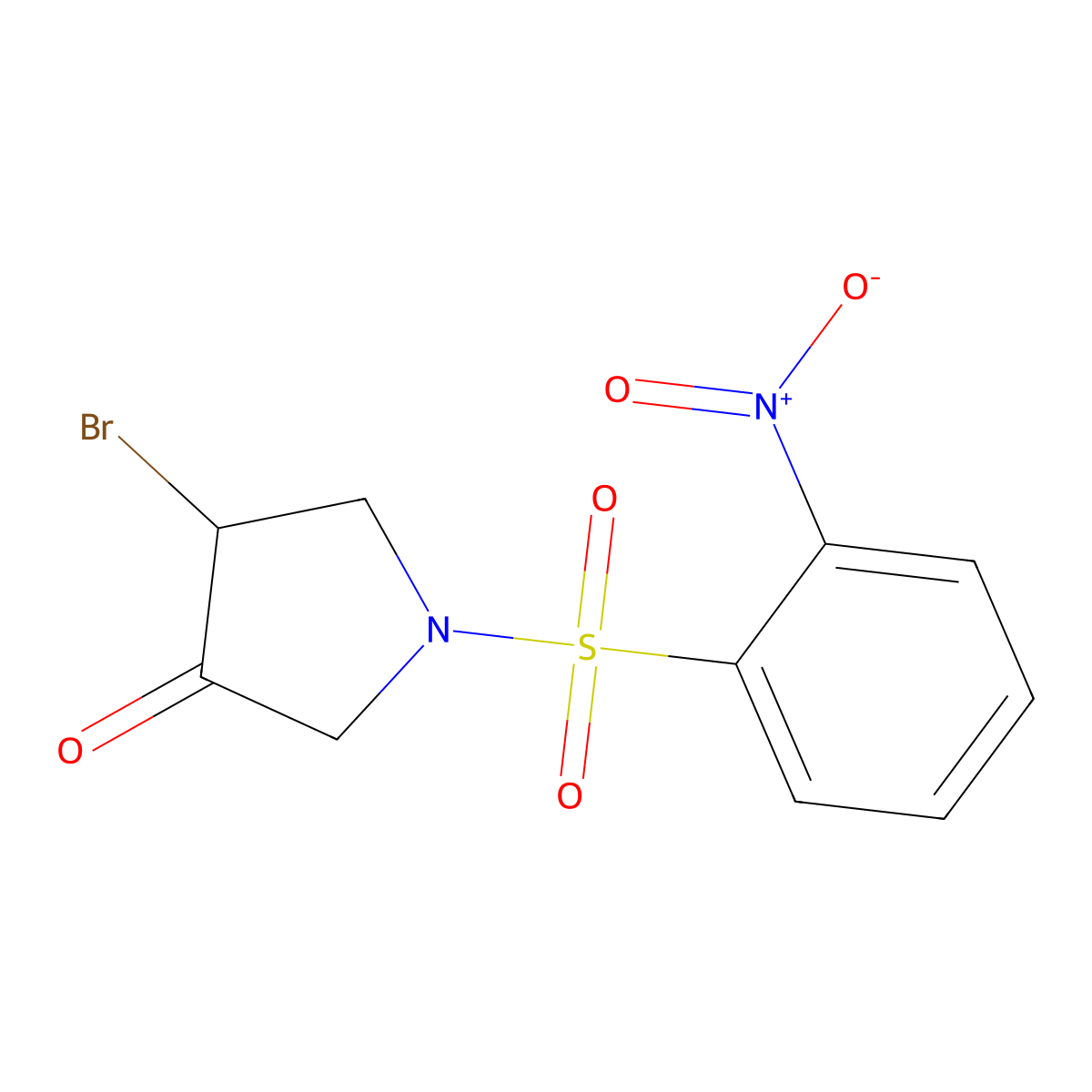 4-Bromo-1-(2-nitro-benzenesulfonyl)-pyrrolidin-3-one molecular structure, CAS 2387534-76-9
