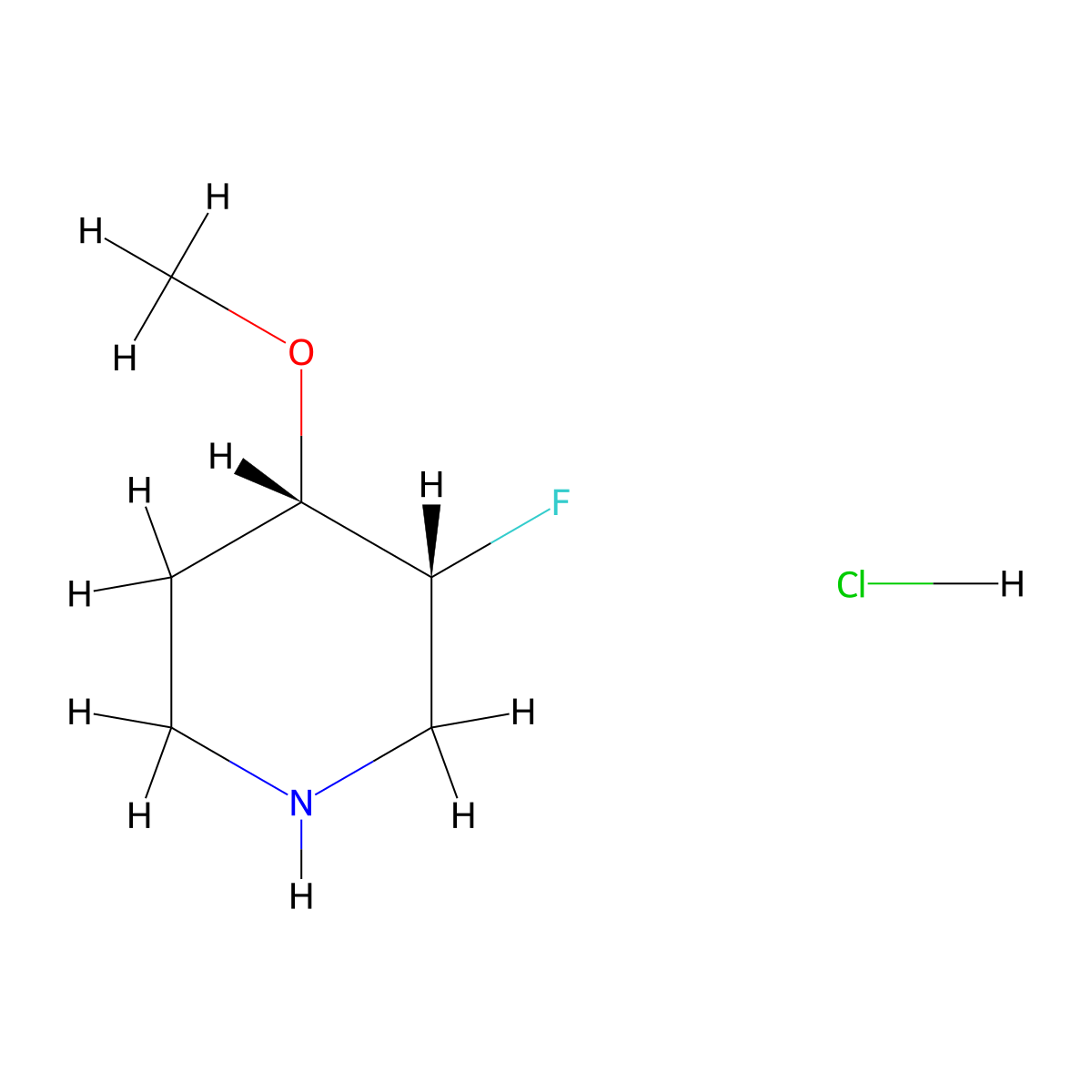(3R,4S)-3-Fluoro-4-methoxypiperidine hydrochloride molecular structure, CAS 2387559-85-3