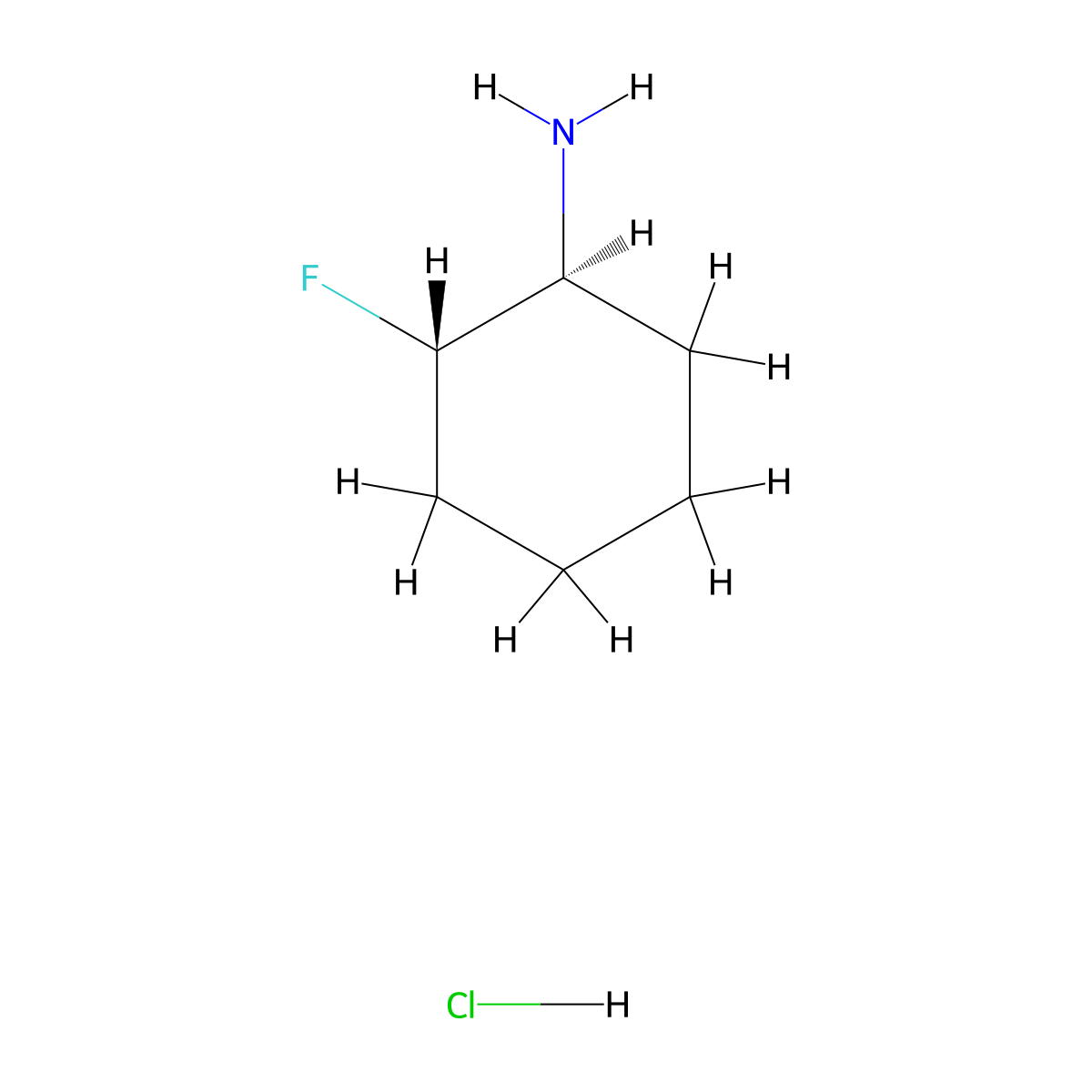 (1S,2S)-2-fluorocyclohexanamine hydrochloride molecular structure, CAS 2387560-34-9
