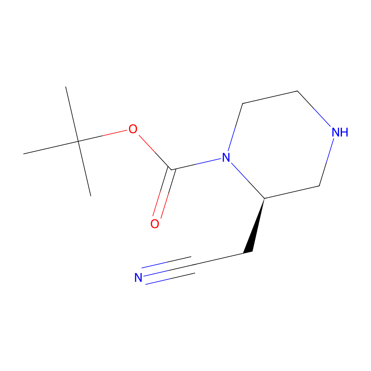 tert-butyl (2R)-2-(cyanomethyl)piperazine-1-carboxylate molecular structure, CAS 2387560-41-8