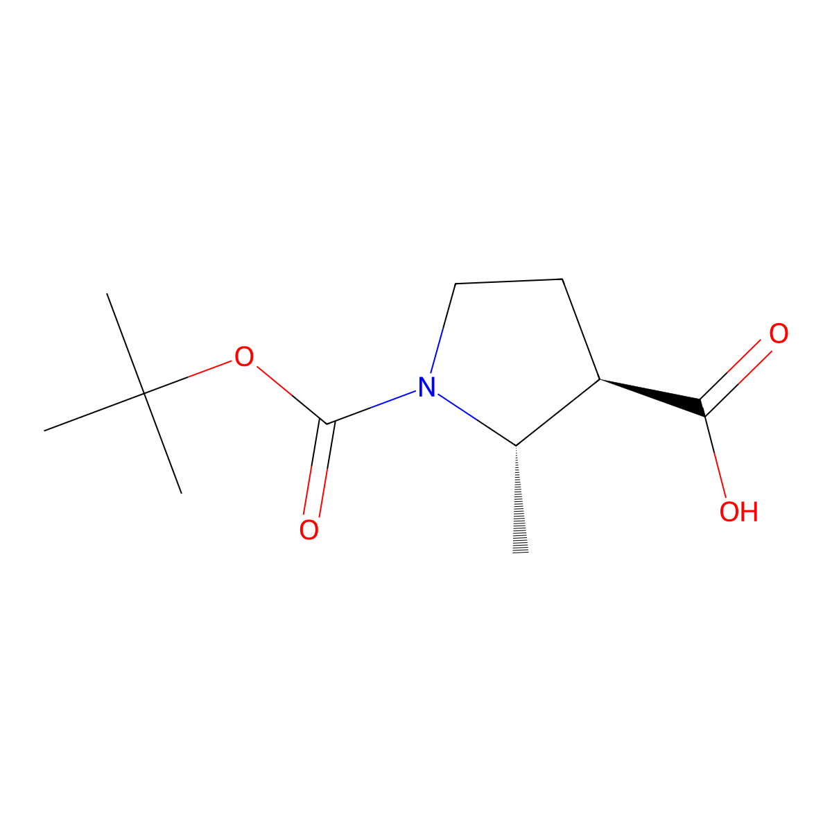 (2S,3R)-1-tert-butoxycarbonyl-2-methyl-pyrrolidine-3-carboxylic acid molecular structure, CAS 2387561-54-6