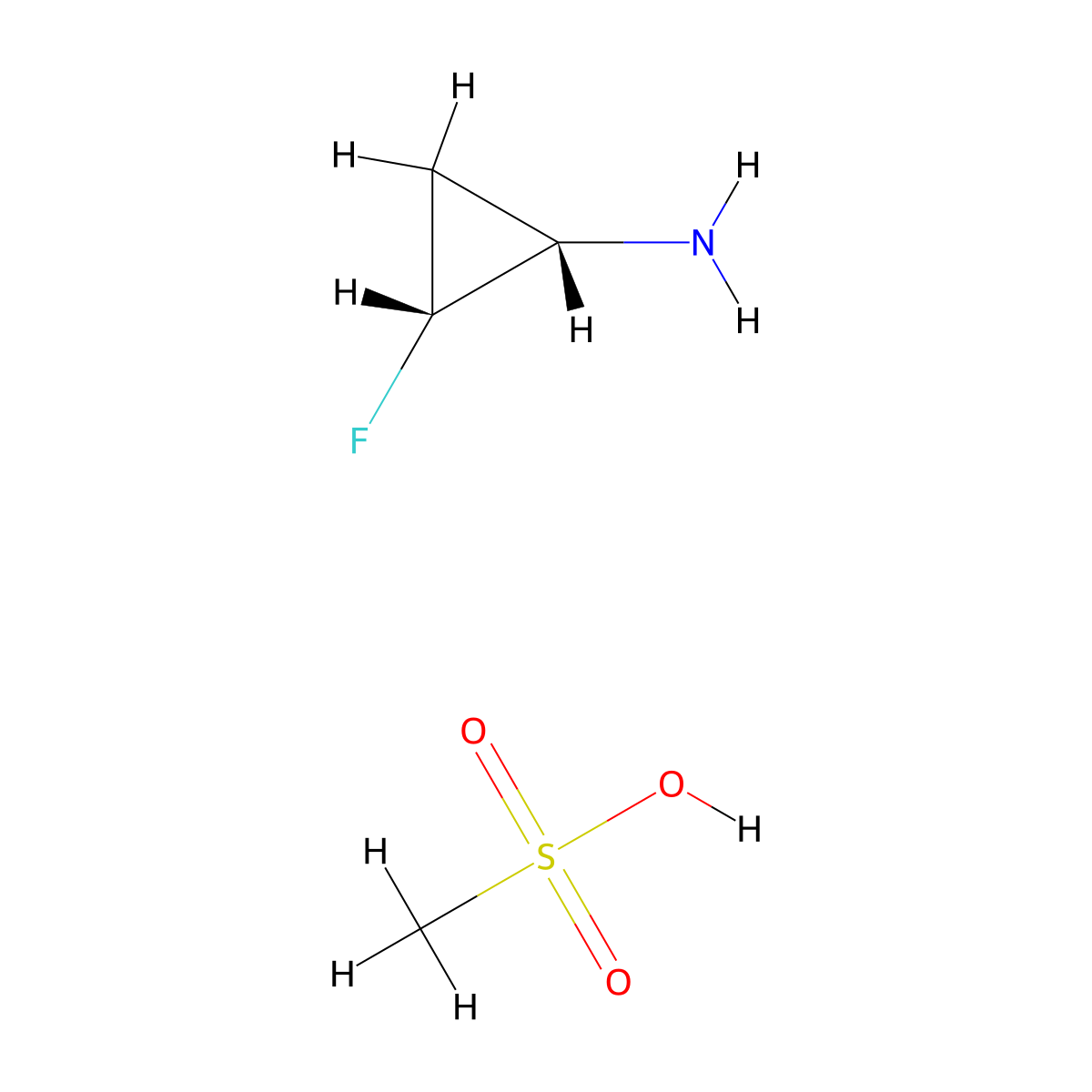 (1S,2R)-2-fluorocyclopropanamine;methanesulfonic acid molecular structure, CAS 2387565-57-1
