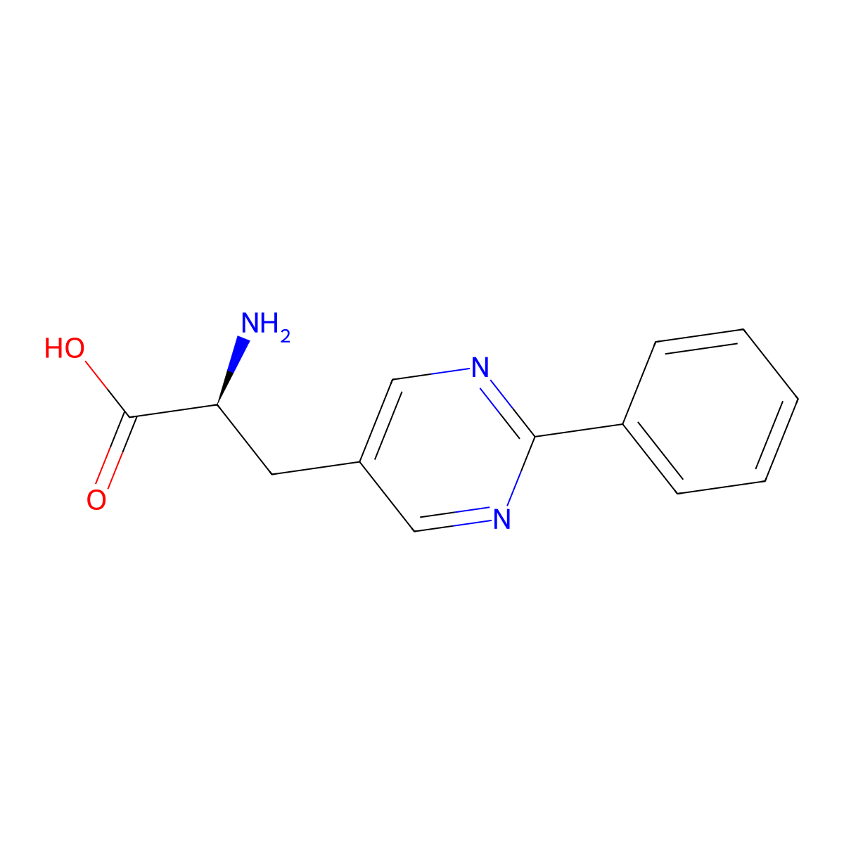 (S)-2-Amino-3-(2-phenylpyrimidin-5-yl)propanoic acid molecular structure, CAS 2387566-58-5