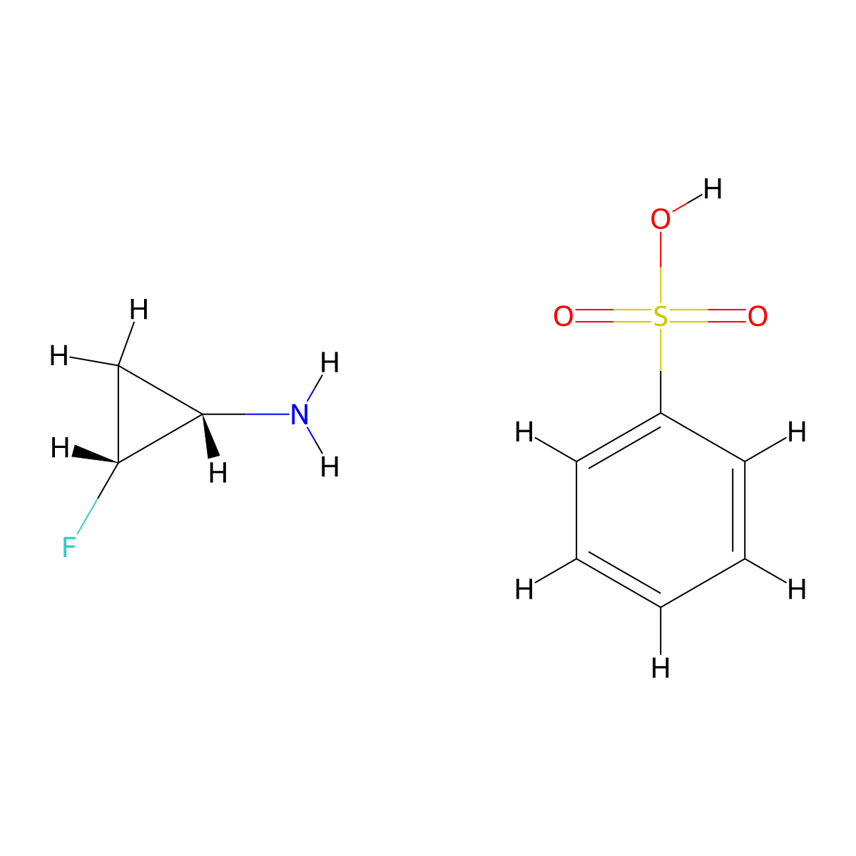 (1S,2R)-2-Fluorocyclopropanamine benzenesulfonate molecular structure, CAS 2387566-71-2