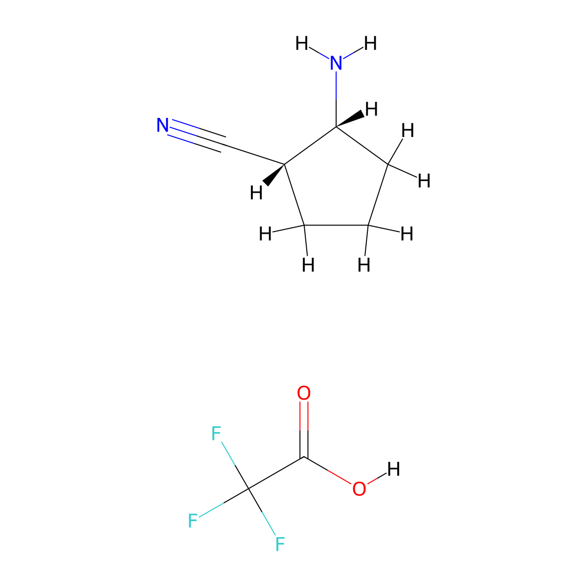 (1S,2R)-2-Aminocyclopentane-1-carbonitrile 2,2,2-trifluoroacetate molecular structure, CAS 2387567-39-5