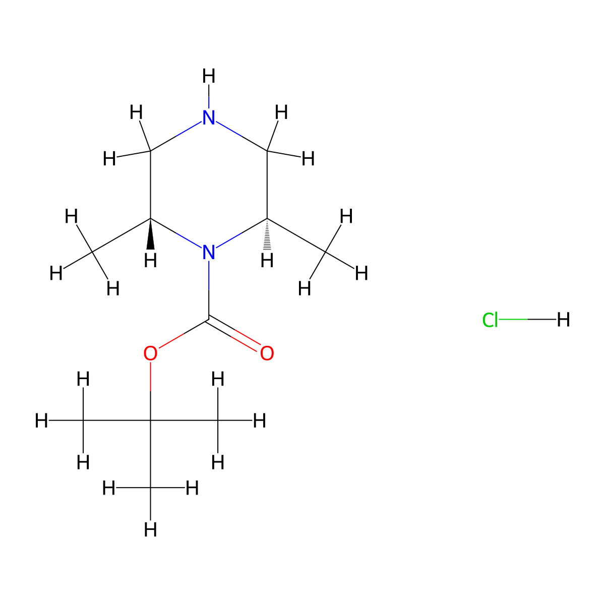 (2R,6R)-tert-Butyl 2,6-dimethylpiperazine-1-carboxylate hydrochloride molecular structure, CAS 2387567-67-9