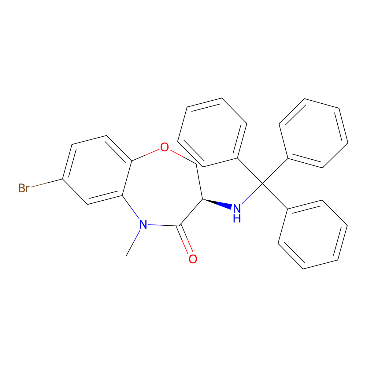 (3R)-7-bromo-5-methyl-3-(tritylamino)-2,3-dihydro-1,5-benzoxazepin-4-one molecular structure, CAS 2387568-22-9