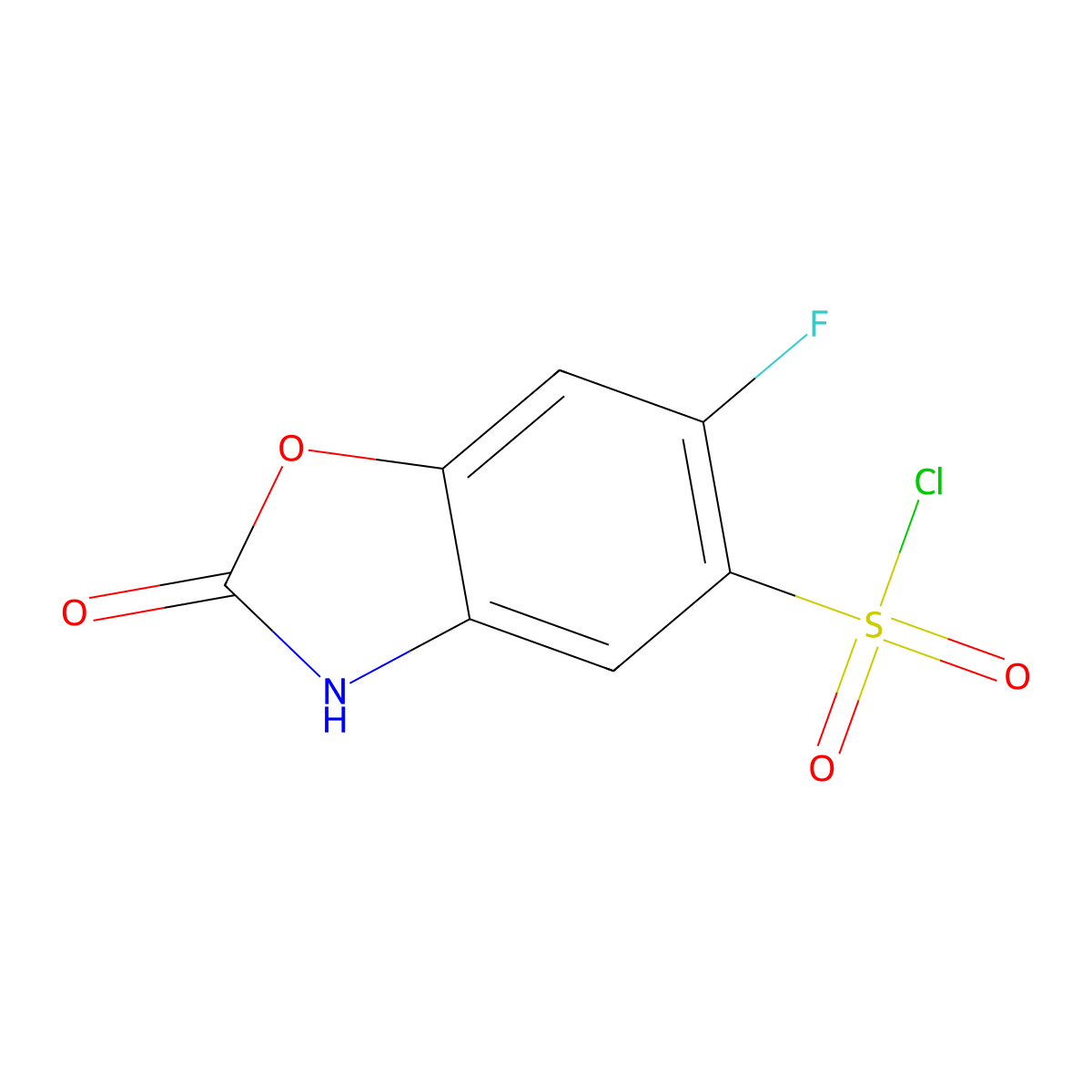 6-Fluoro-2-oxo-2,3-dihydrobenzo[d]oxazole-5-sulfonyl chloride molecular structure, CAS 2387595-09-5