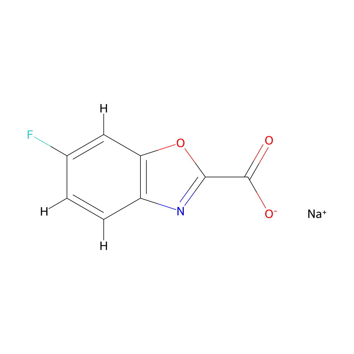 Sodium;6-fluoro-1,3-benzoxazole-2-carboxylate molecular structure, CAS 2387596-61-2
