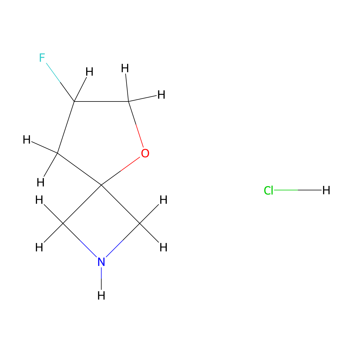 7-Fluoro-5-oxa-2-azaspiro[3.4]octane;hydrochloride molecular structure, CAS 2387596-84-9