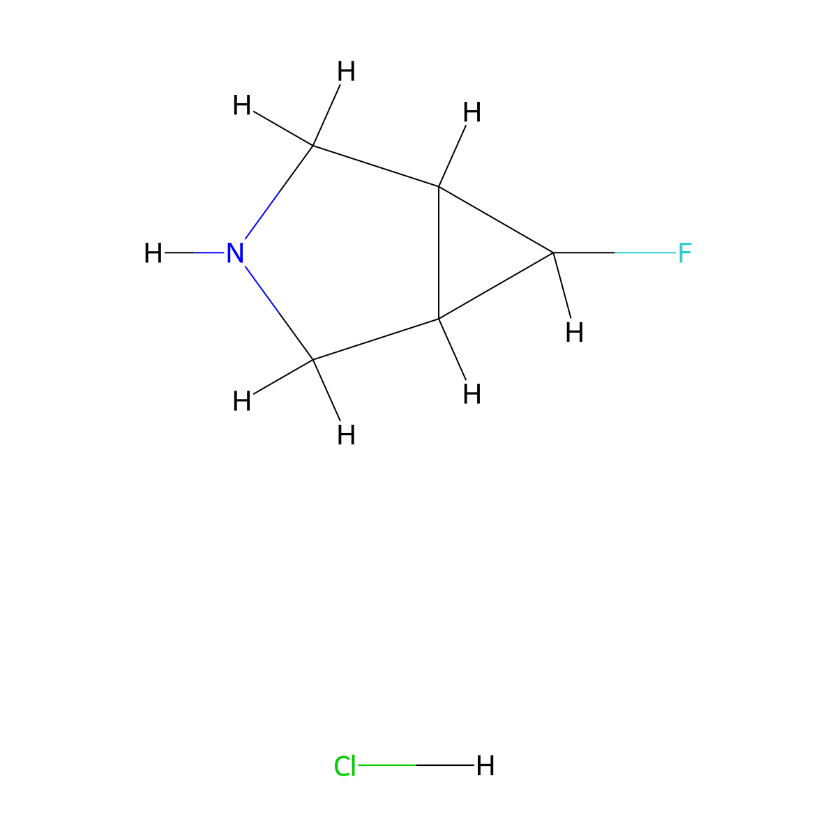 6-Fluoro-3-azabicyclo[3.1.0]hexane hydrochloride molecular structure, CAS 2387598-12-9