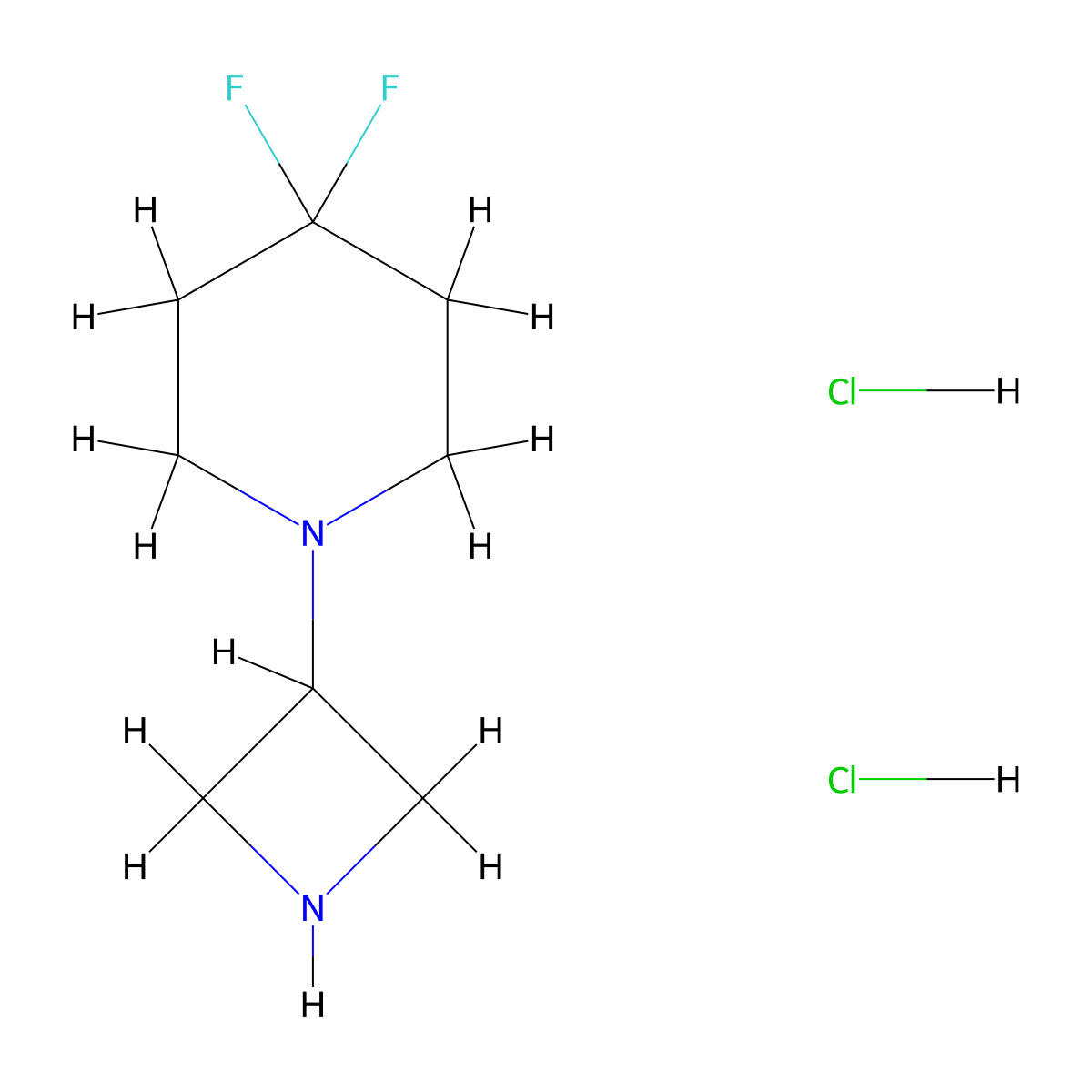 1-(Azetidin-3-yl)-4,4-difluoropiperidine dihydrochloride molecular structure, CAS 2387598-22-1