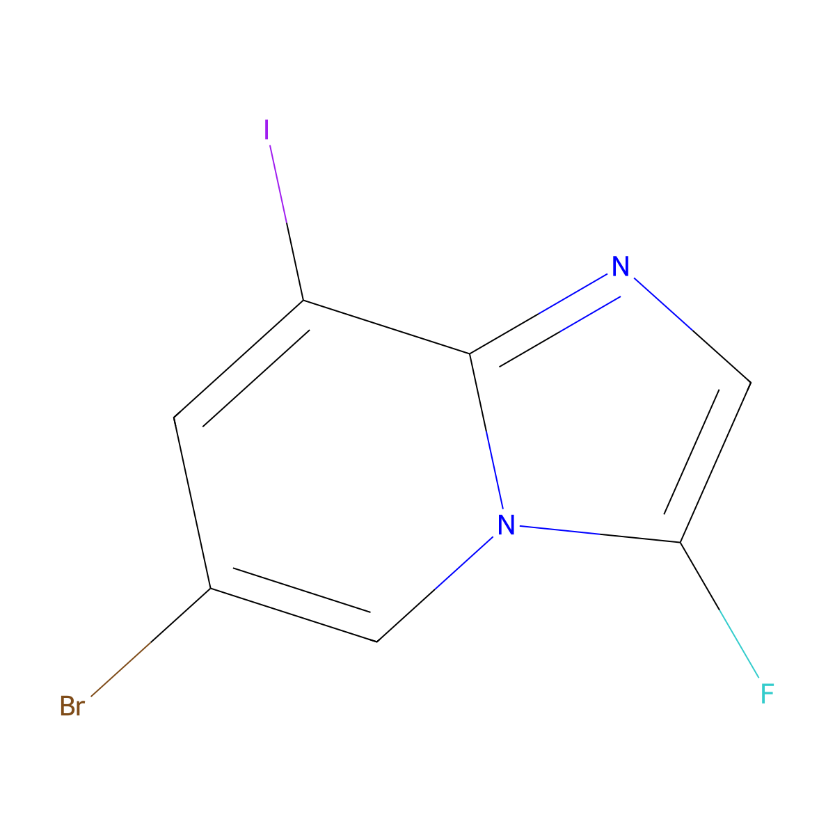 6-Bromo-3-fluoro-8-iodoimidazo[1,2-a]pyridine molecular structure, CAS 2387598-54-9