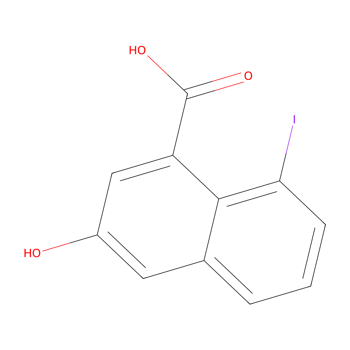 3-Hydroxy-8-iodo-naphthalene-1-carboxylic acid molecular structure, CAS 2387598-58-3