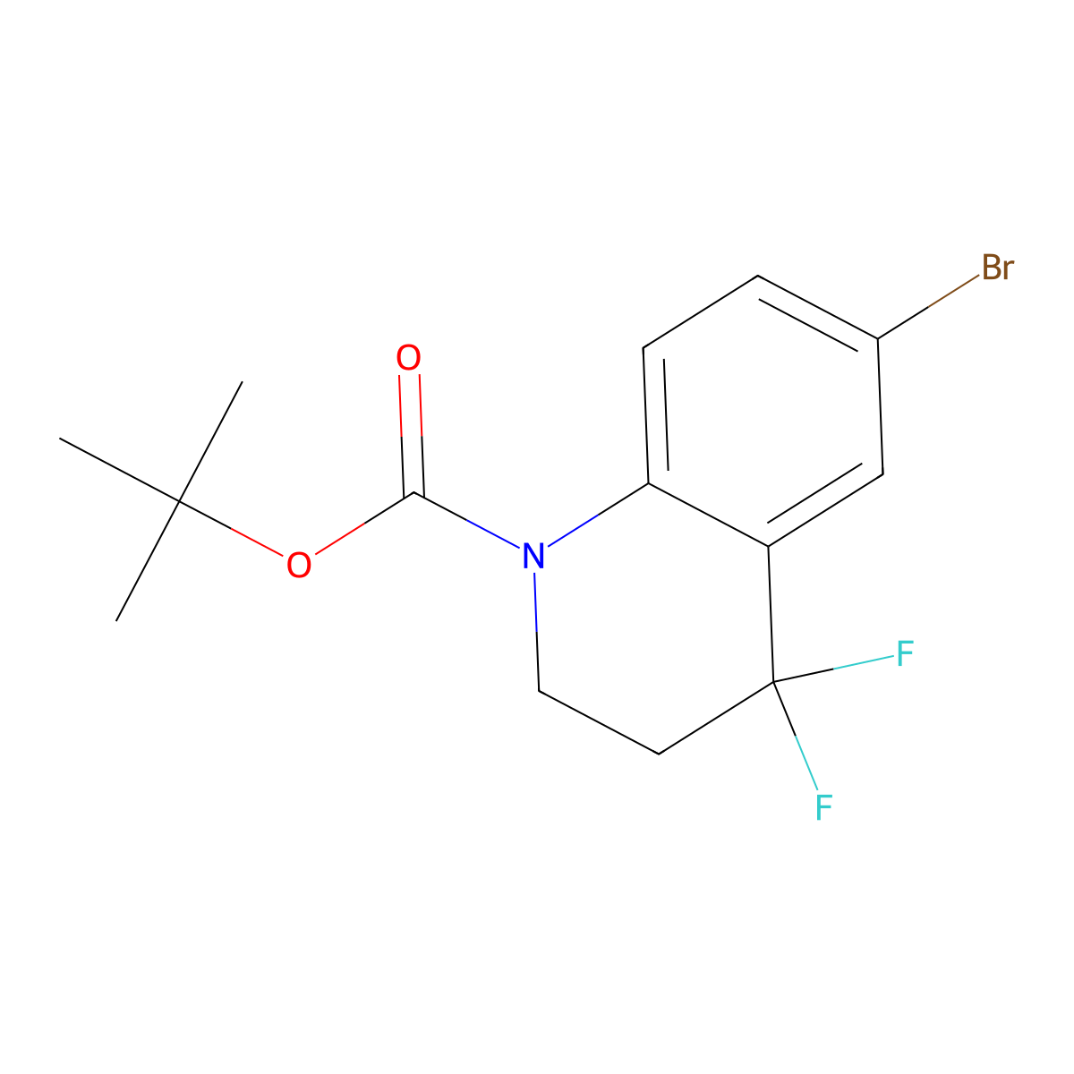 Tert-butyl 6-bromo-4,4-difluoro-2,3-dihydroquinoline-1-carboxylate molecular structure, CAS 2387599-03-1