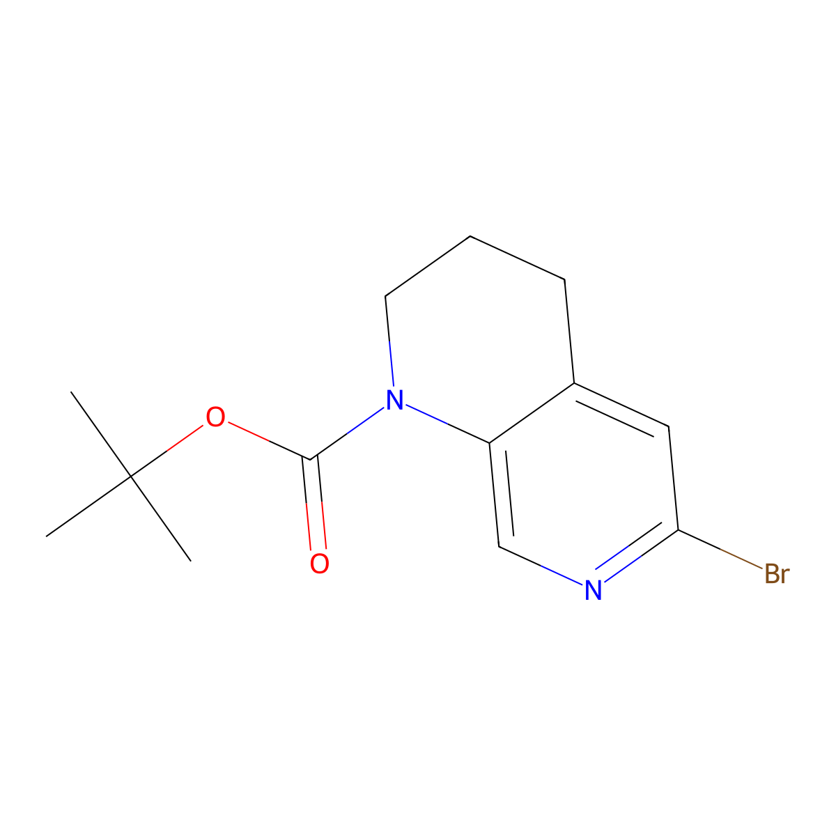 tert-butyl 6-bromo-3,4-dihydro-2H-1,7-naphthyridine-1-carboxylate molecular structure, CAS 2387599-38-2