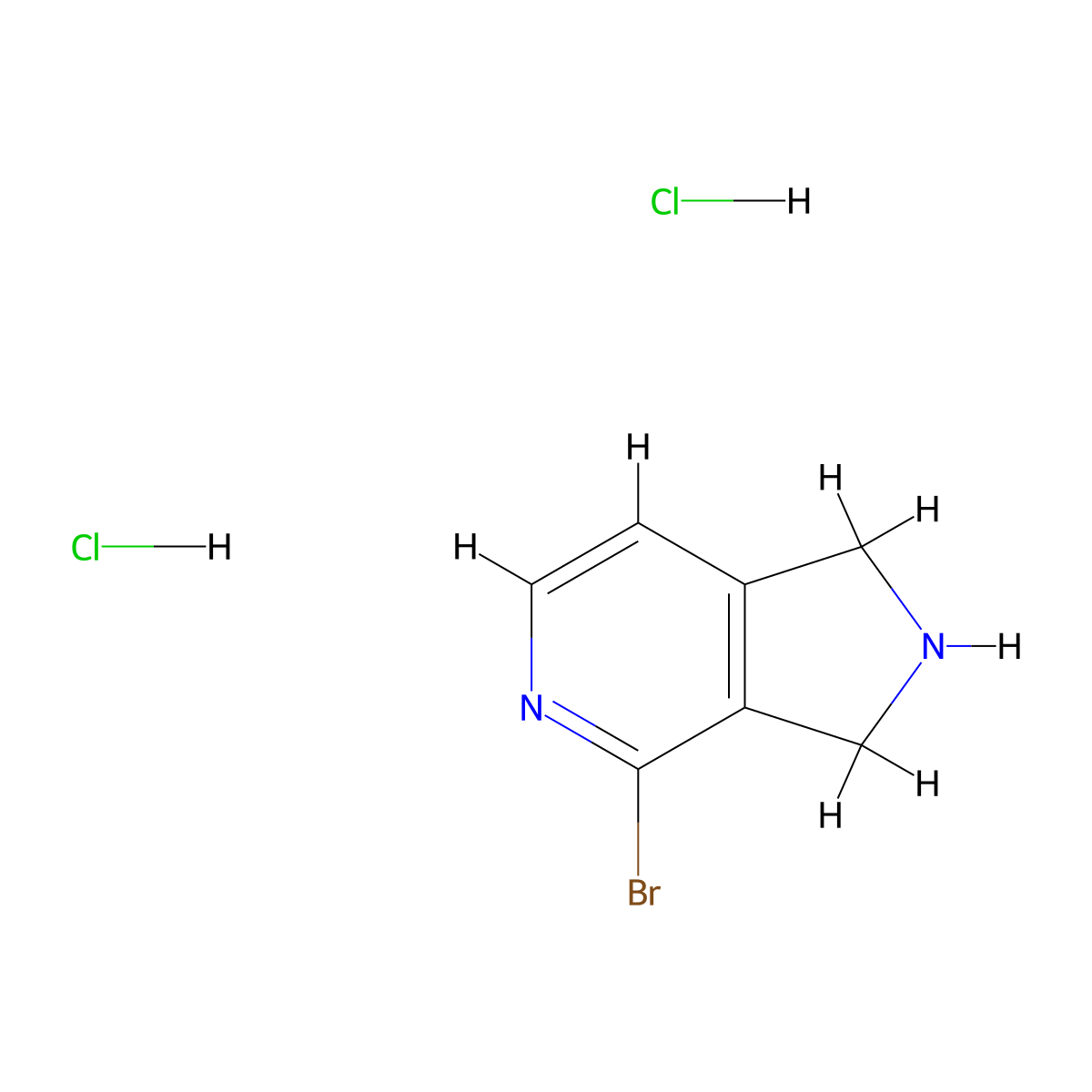 4-bromo-2,3-dihydro-1H-pyrrolo(3,4-c)pyridine;dihydrochloride molecular structure, CAS 2387599-50-8