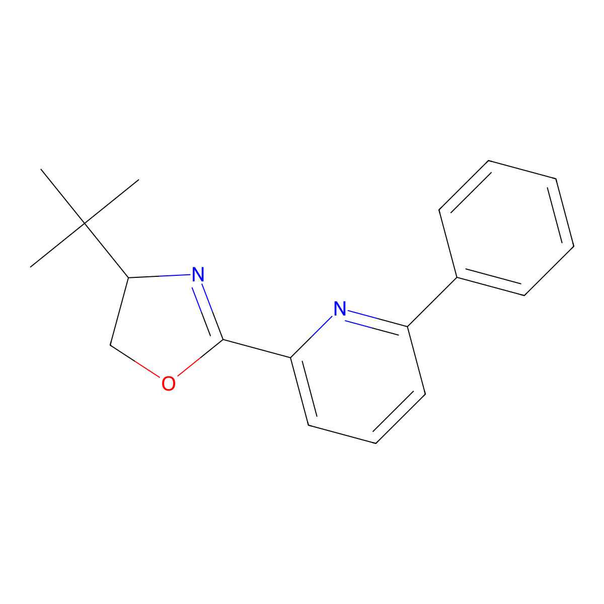 (S)-4-(tert-Butyl)-2-(6-phenylpyridin-2-yl)-4,5-dihydrooxazole molecular structure, CAS 238760-00-4