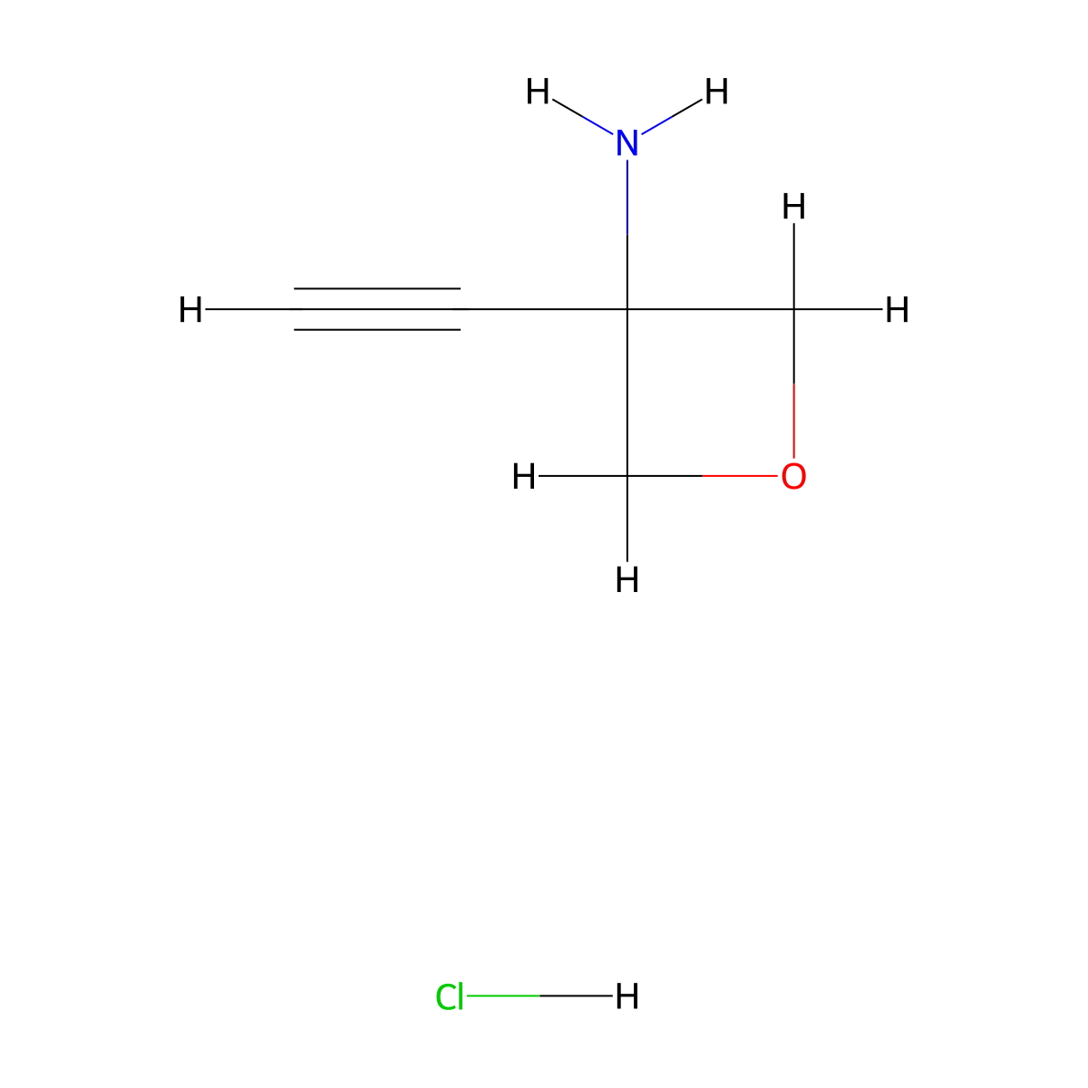 3-Ethynyloxetan-3-amine hydrochloride molecular structure, CAS 2387600-43-1