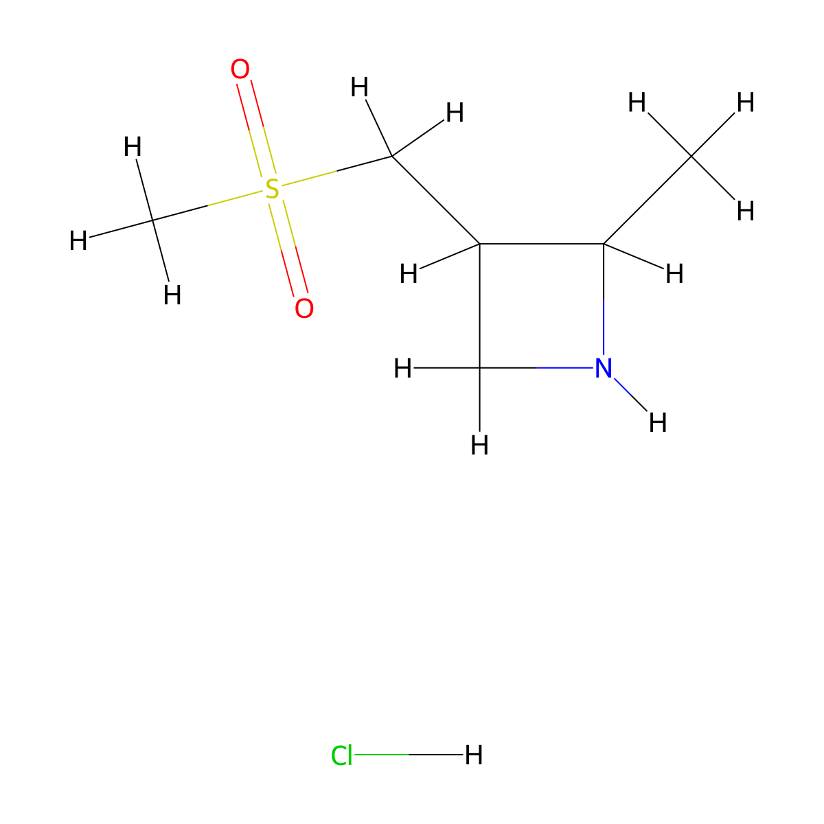 2-Methyl-3-((methylsulfonyl)methyl)azetidine hydrochloride molecular structure, CAS 2387600-45-3
