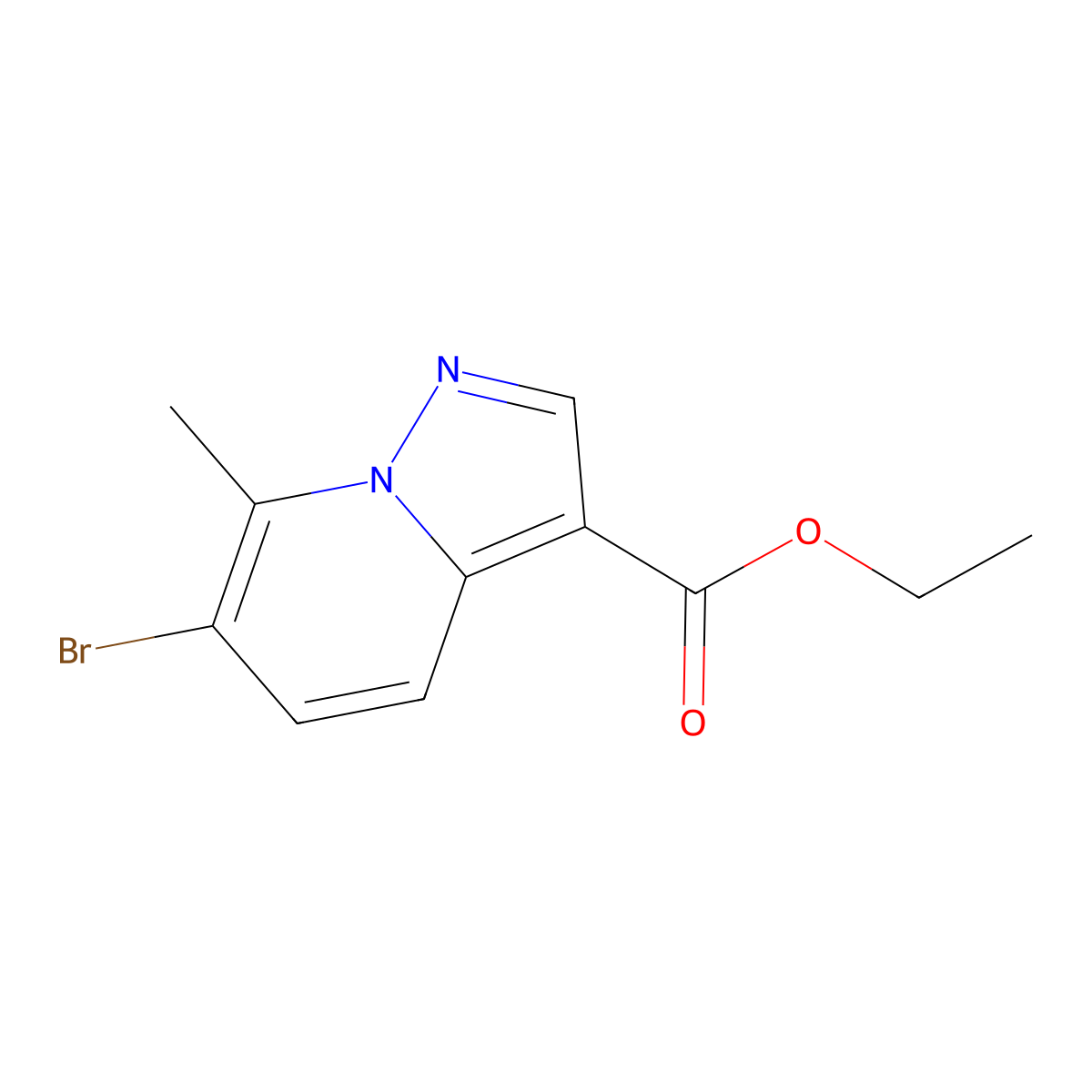 Ethyl 6-bromo-7-methyl-pyrazolo[1,5-a]pyridine-3-carboxylate molecular structure, CAS 2387600-95-3