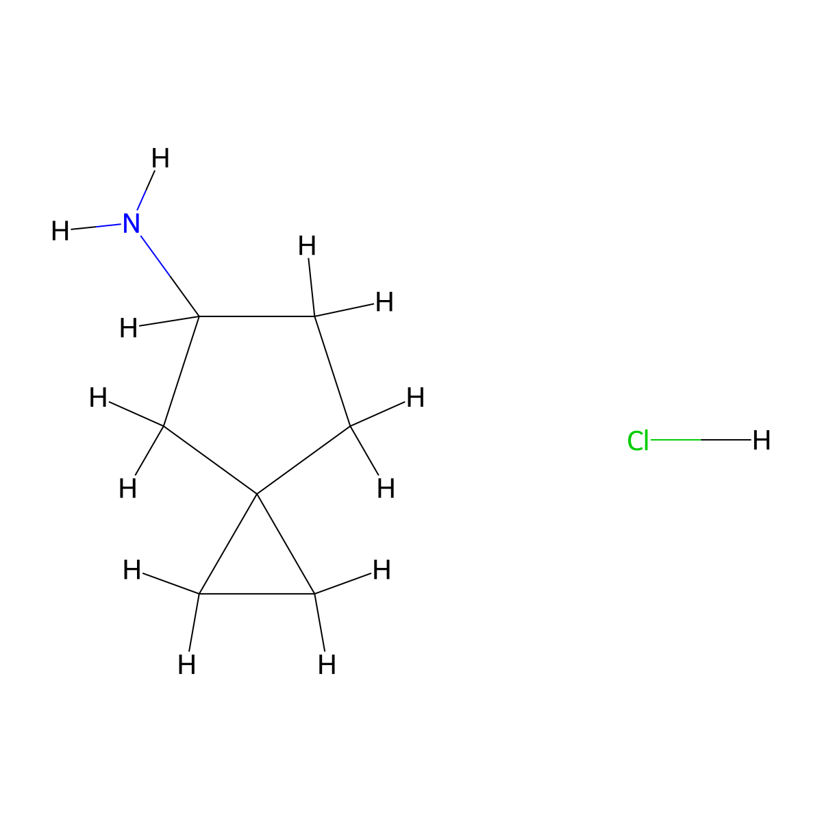 Spiro(2.4)heptan-5-amine hydrochloride molecular structure, CAS 2387601-08-1