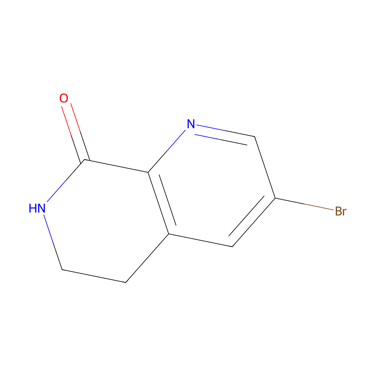 3-Bromo-6,7-dihydro-5H-1,7-naphthyridin-8-one molecular structure, CAS 2387601-17-2