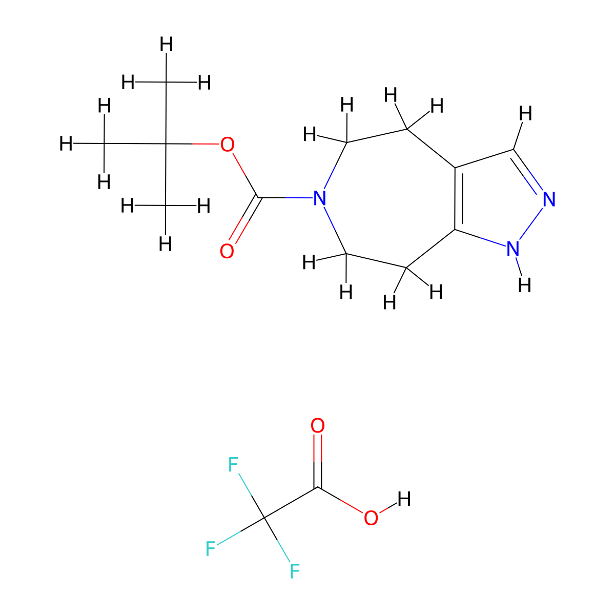 tert-butyl 4,5,7,8-tetrahydro-2H-pyrazolo[3,4-d]azepine-6-carboxylate;2,2,2-trifluoroacetic acid molecular structure, CAS 2387602-00-6