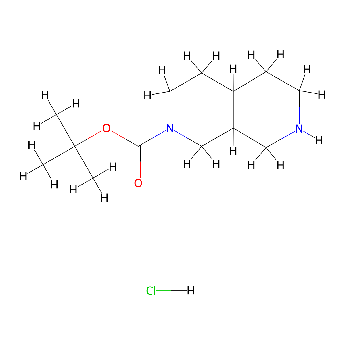 Tert-butyl decahydro-2,7-naphthyridine-2-carboxylate hydrochloride molecular structure, CAS 2387602-43-7