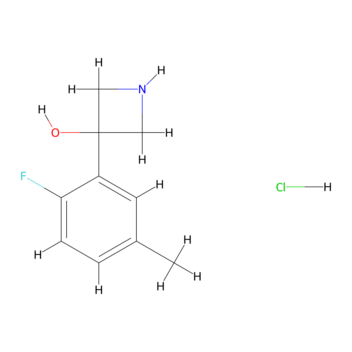 3-(2-Fluoro-5-methyl-phenyl)azetidin-3-ol;hydrochloride molecular structure, CAS 2387602-61-9