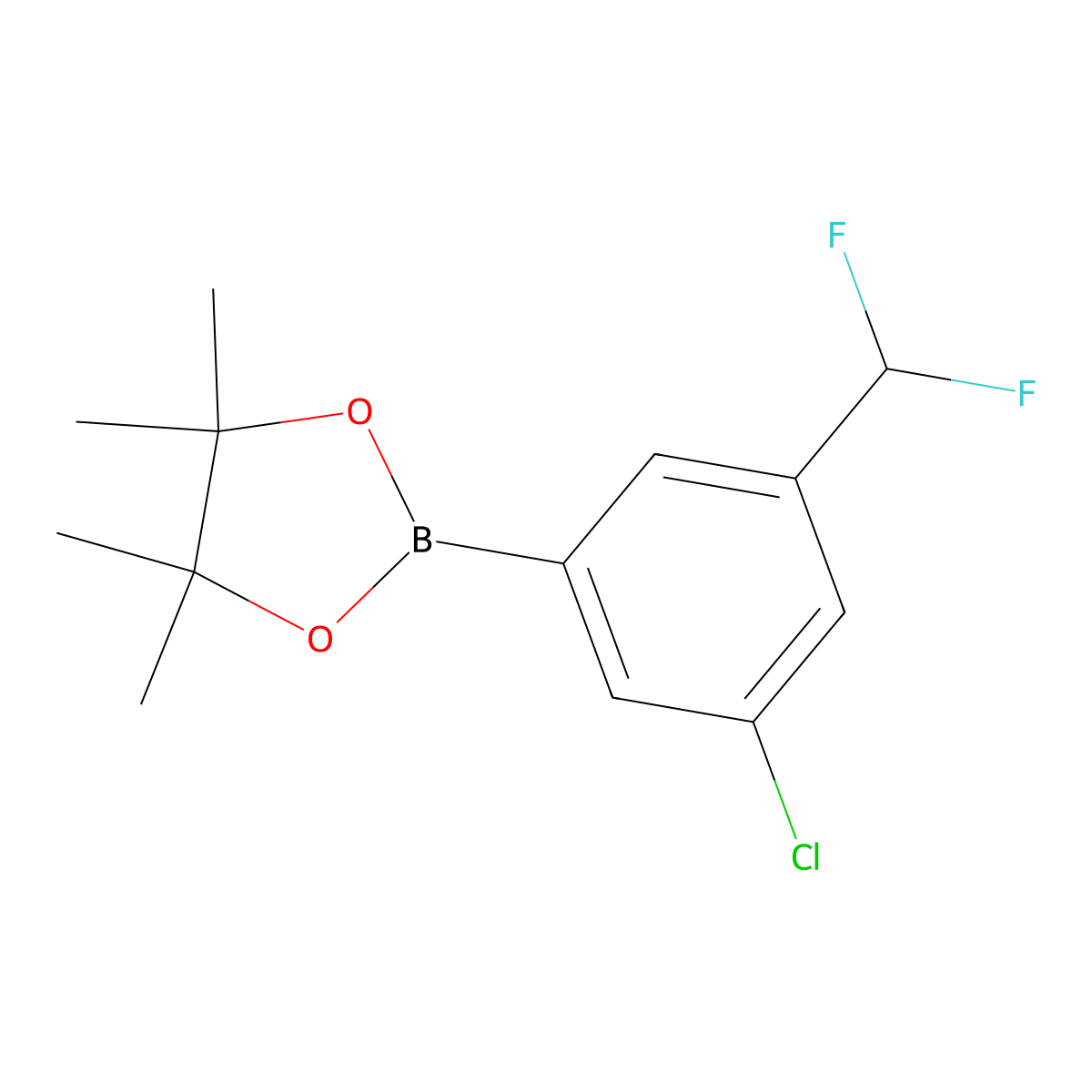 2-(3-Chloro-5-(difluoromethyl)phenyl)-4,4,5,5-tetramethyl-1,3,2-dioxaborolane molecular structure, CAS 2387627-35-0