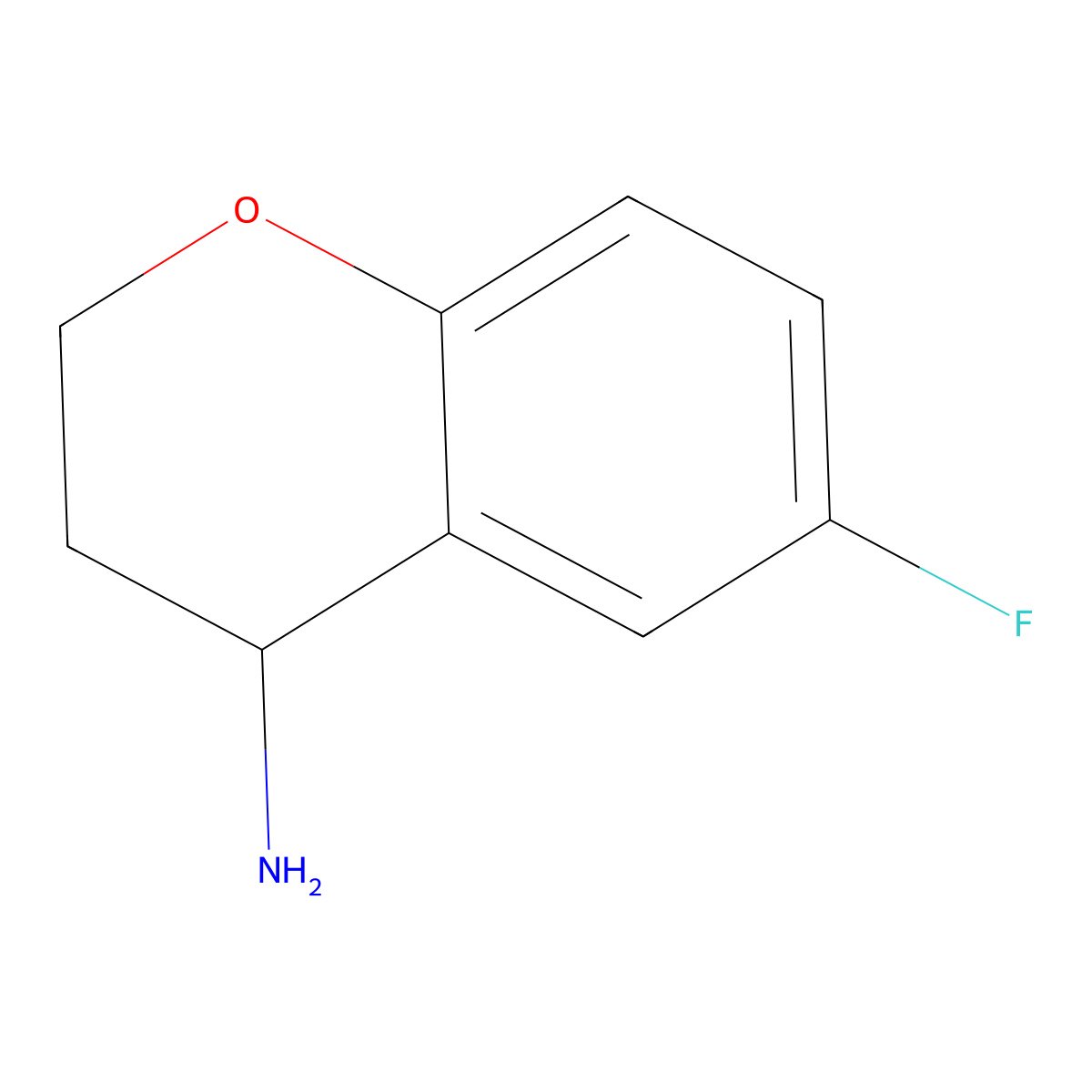 6-fluoro-3,4-dihydro-2H-1-benzopyran-4-amine molecular structure, CAS 238764-22-2